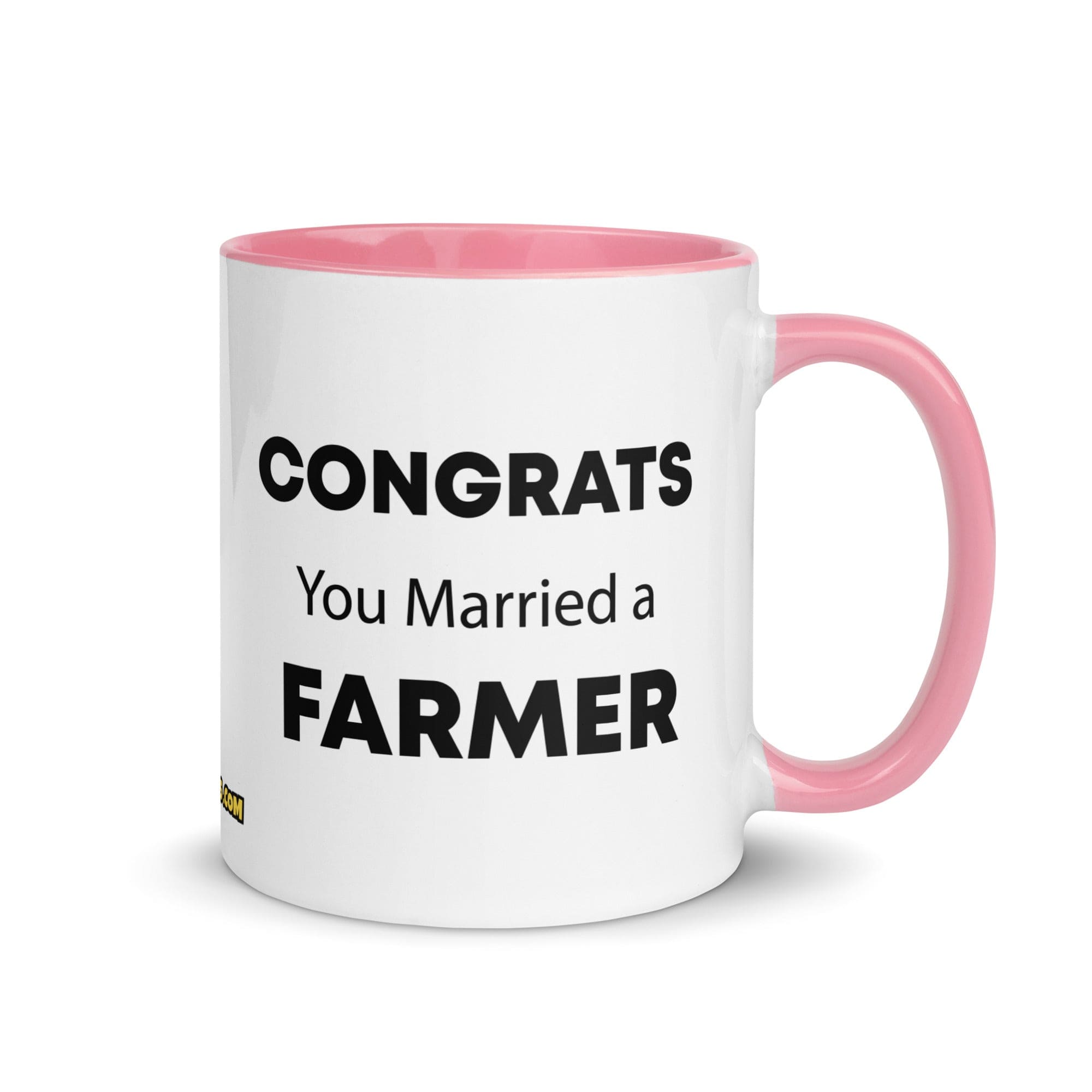 The Tractor Mugs Store Pink Congrats You Married A Farmer | Mug with Color Inside Quality Farmers Merch