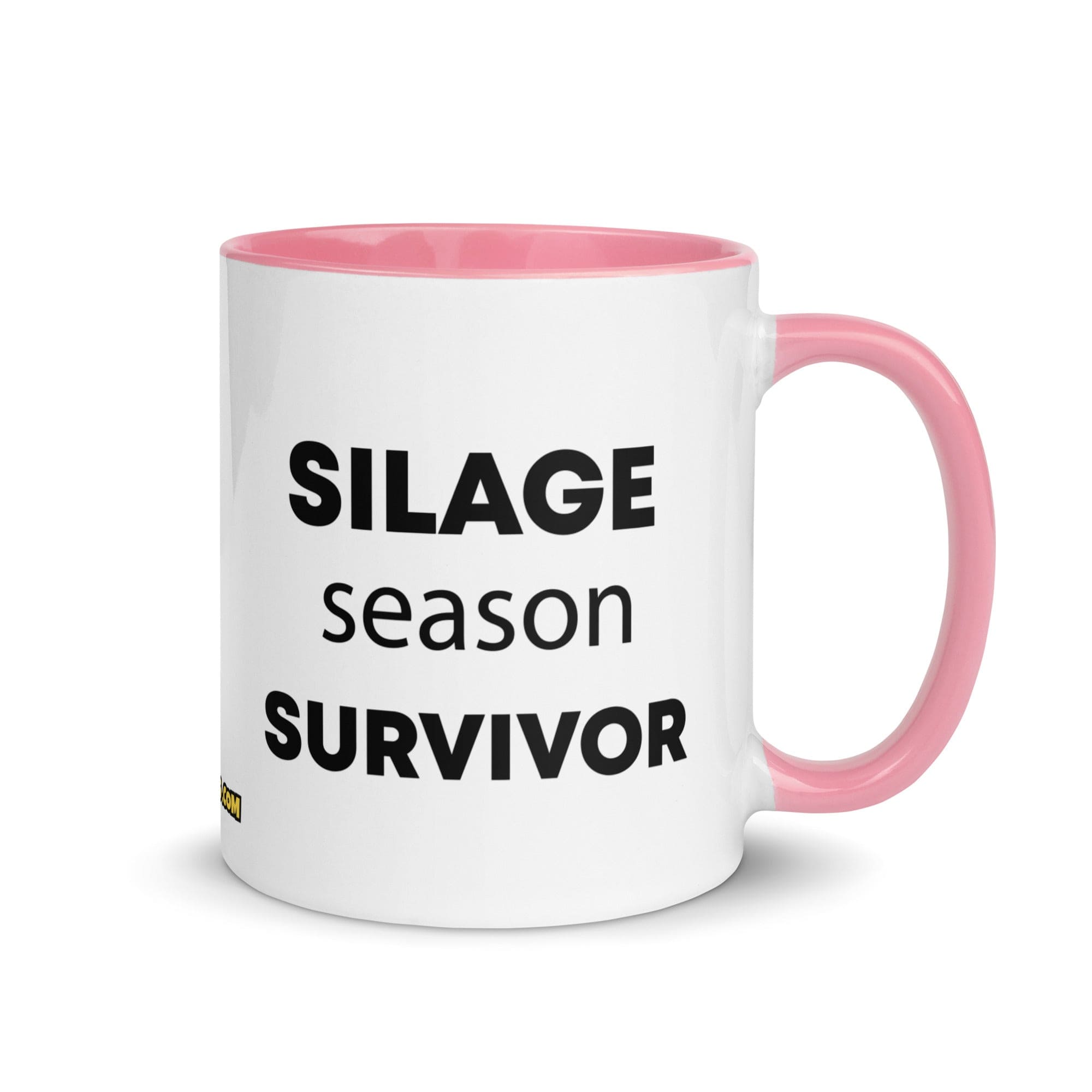 The Tractor Mugs Store Pink Silage Season Survivor | Mug with Color Inside Quality Farmers Merch