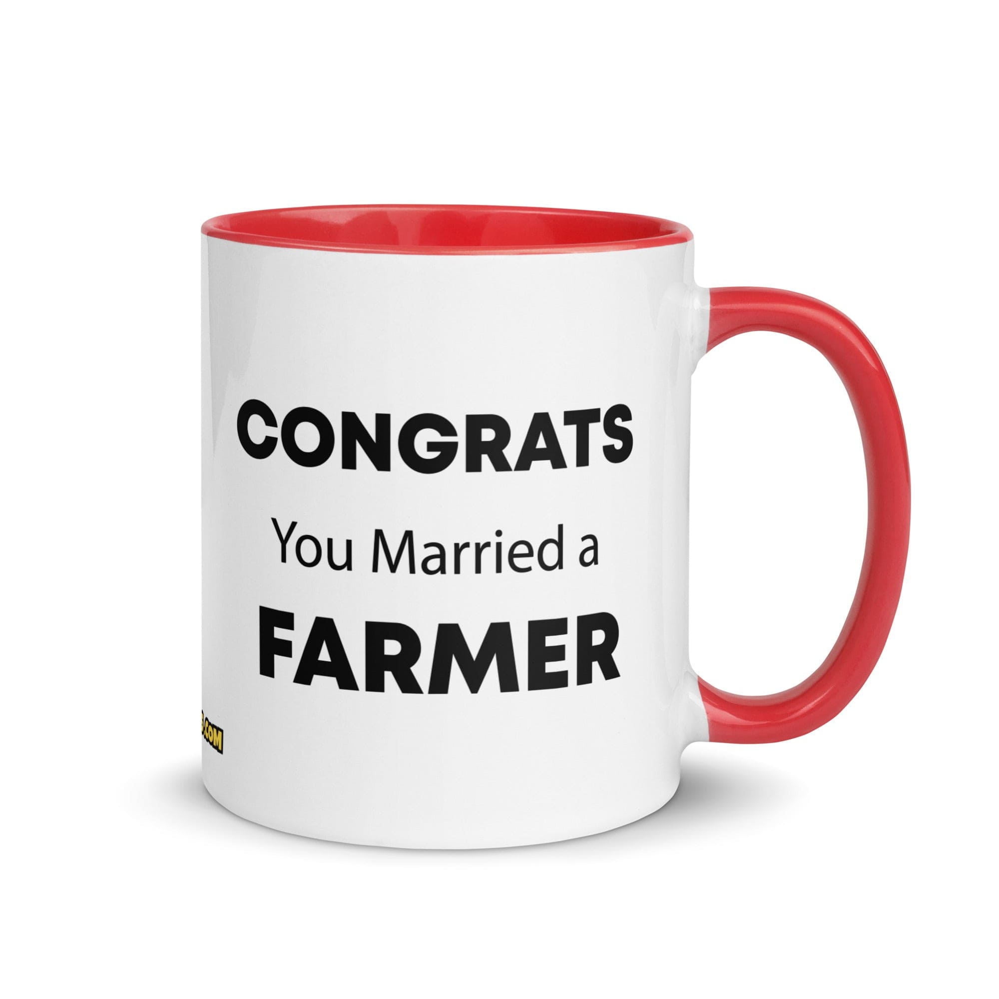 The Tractor Mugs Store Red Congrats You Married A Farmer | Mug with Color Inside Quality Farmers Merch