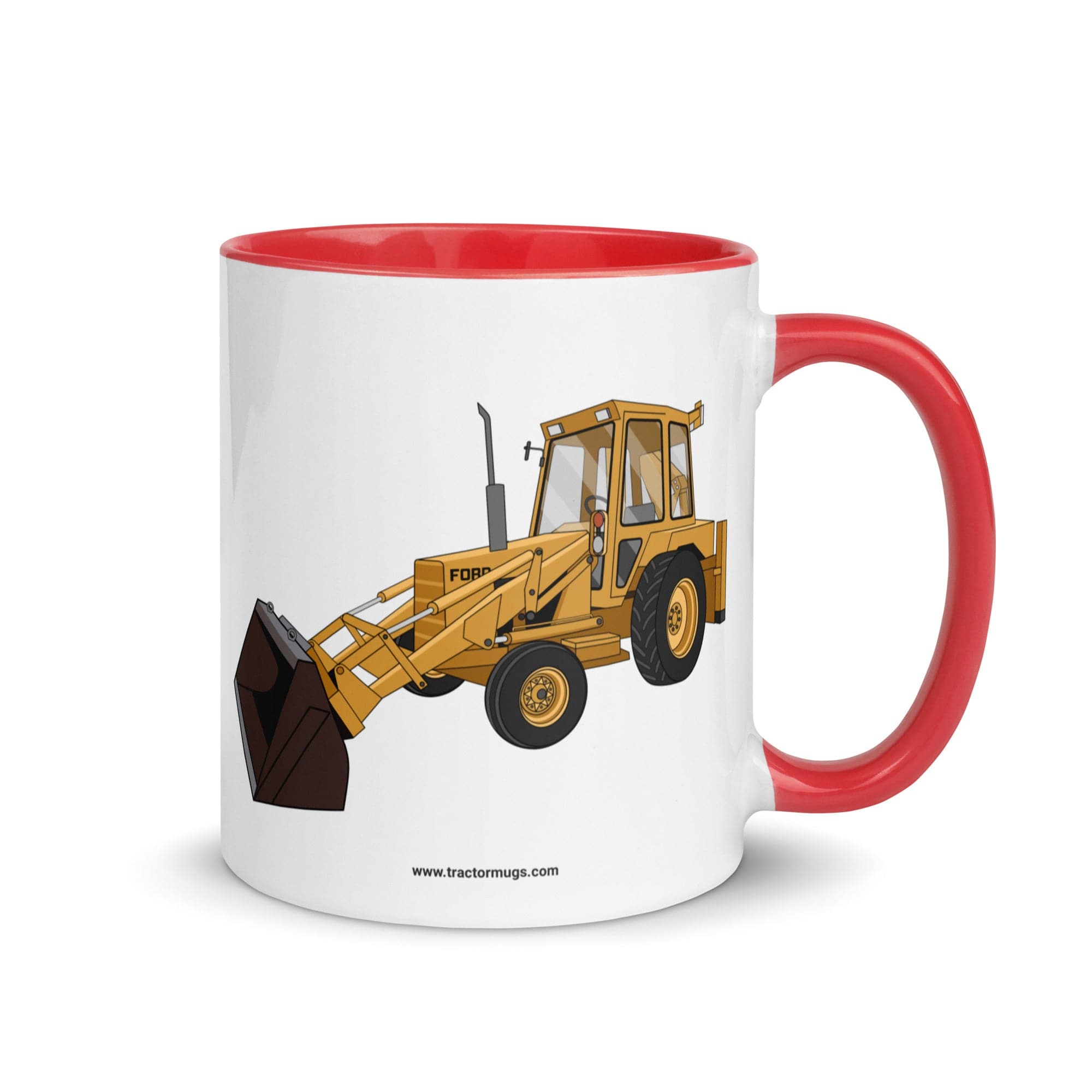 The Tractor Mugs Store Red Ford 550 Backhoe | Mug with Color Inside Quality Farmers Merch