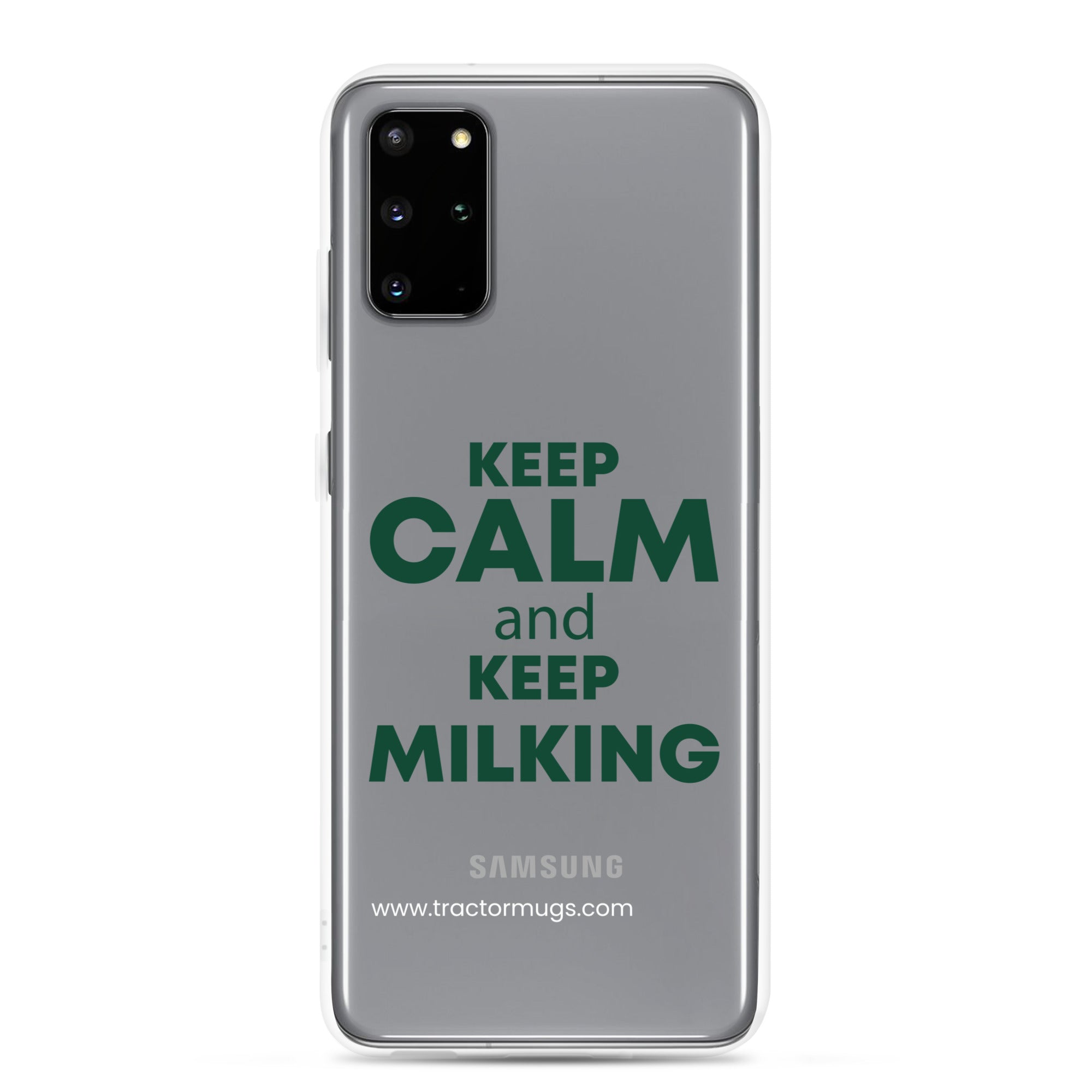 The Tractor Mugs Store Samsung Galaxy S20 Plus KEEP CALM and KEEP MILKING | Clear Case for Samsung® Quality Farmers Merch