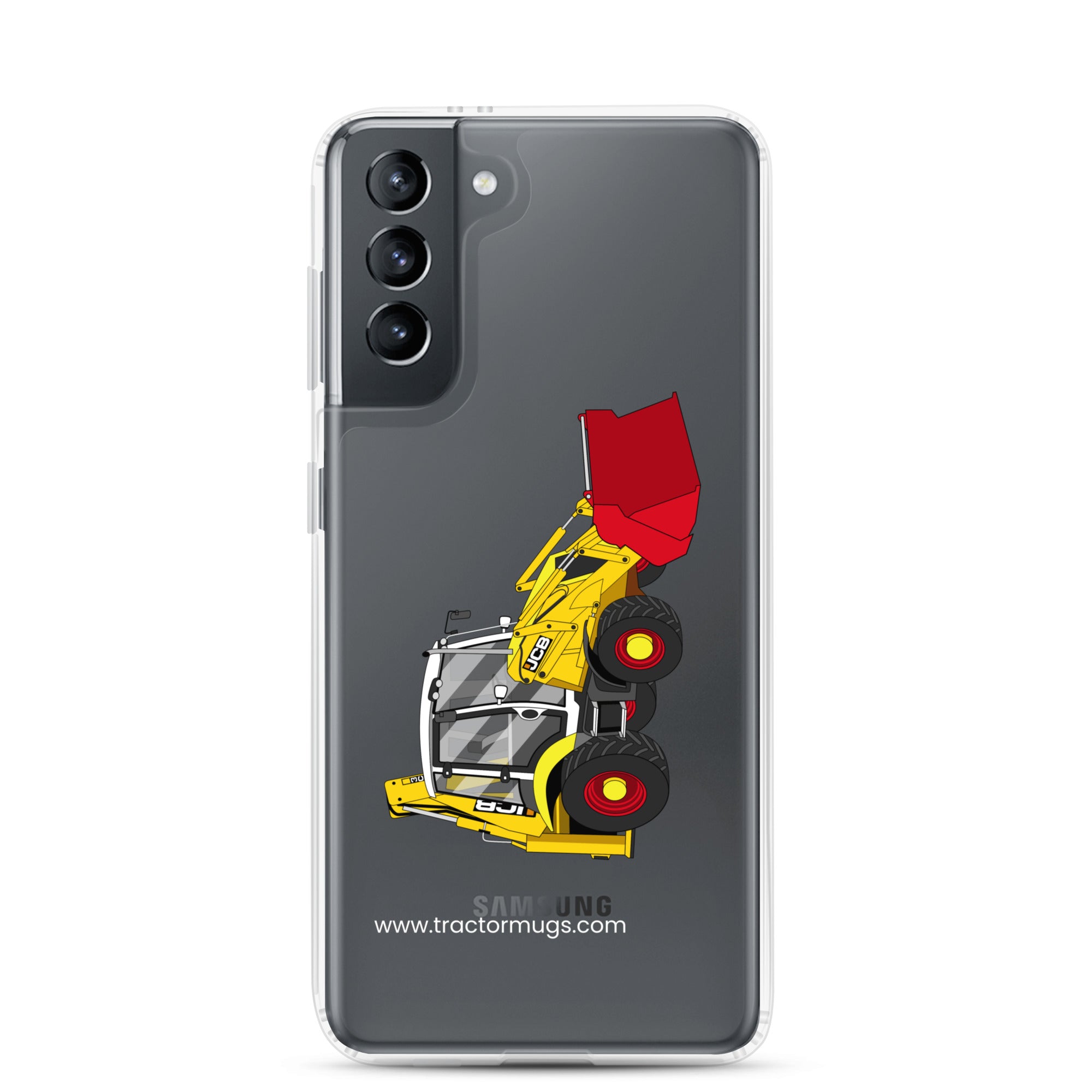 The Tractor Mugs Store Samsung Galaxy S21 JCB 3CX 70th Anniversary Edition | Clear Case for Samsung® Quality Farmers Merch