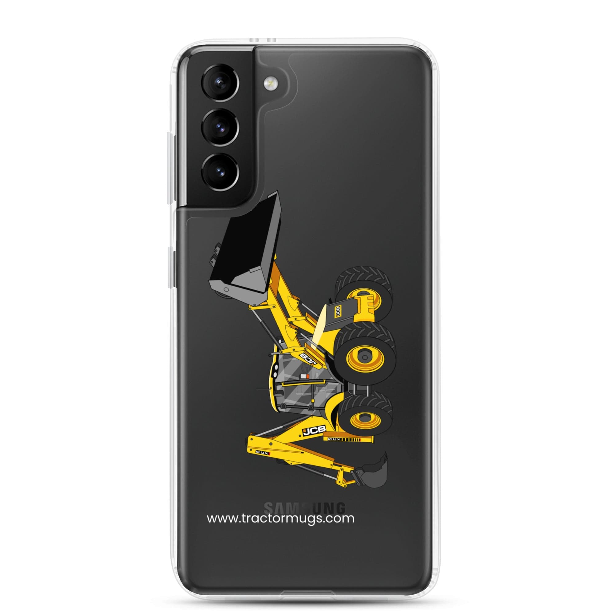 The Tractor Mugs Store Samsung Galaxy S21 Plus JCB 5CX Backhoe | Clear Case for Samsung® Quality Farmers Merch