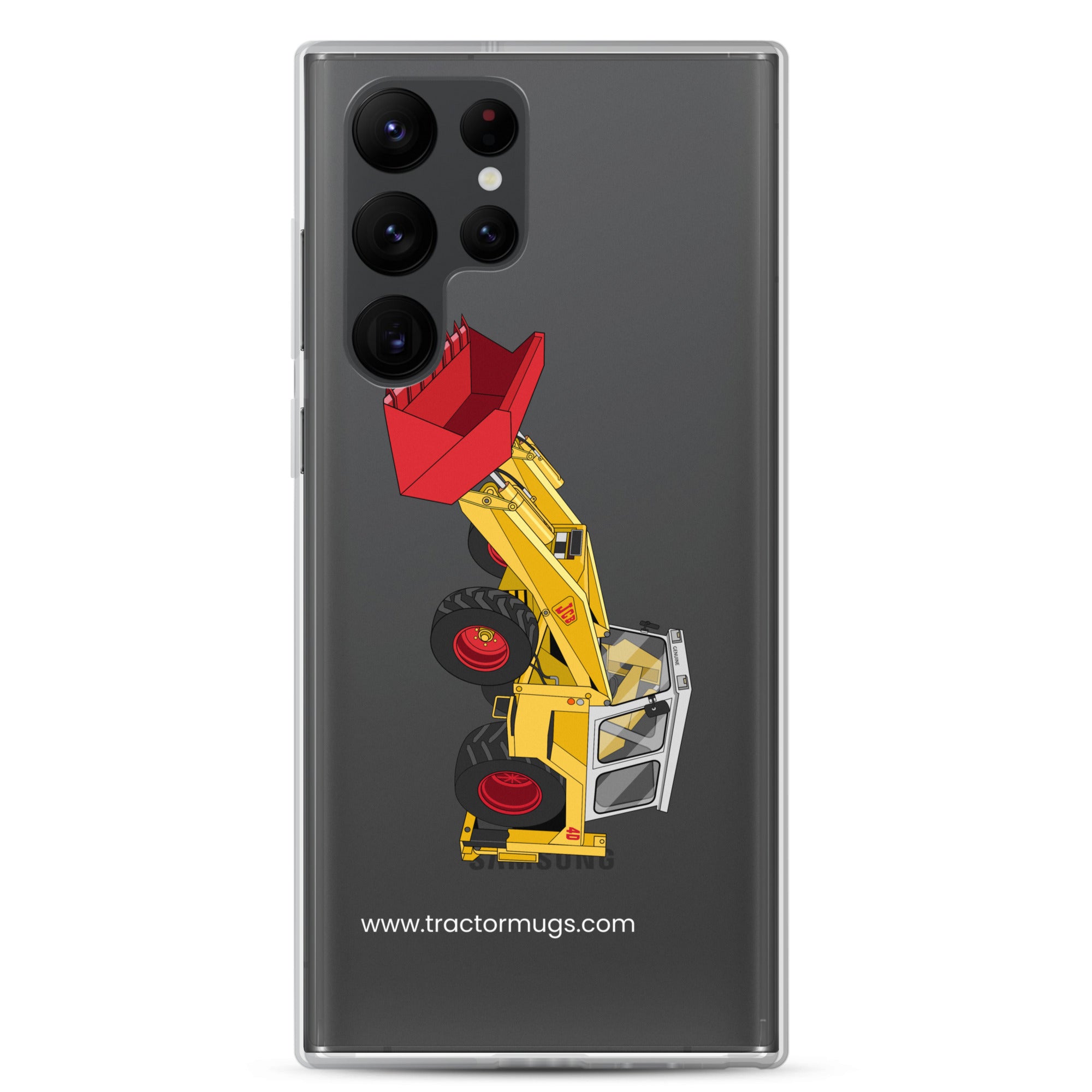 The Tractor Mugs Store Samsung Galaxy S22 Ultra JCB 4D Backhoe | Clear Case for Samsung® Quality Farmers Merch