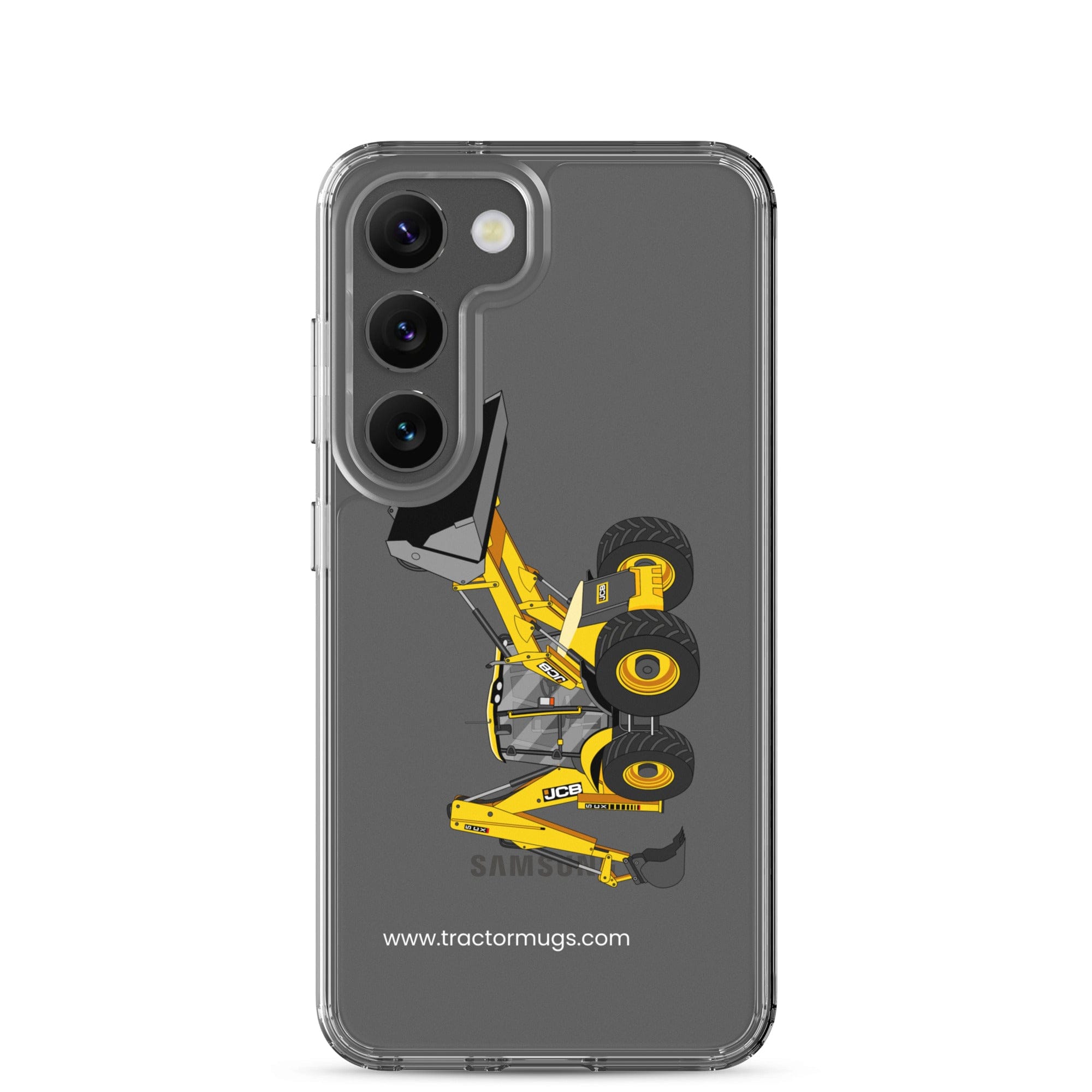 The Tractor Mugs Store Samsung Galaxy S23 JCB 5CX Backhoe | Clear Case for Samsung® Quality Farmers Merch