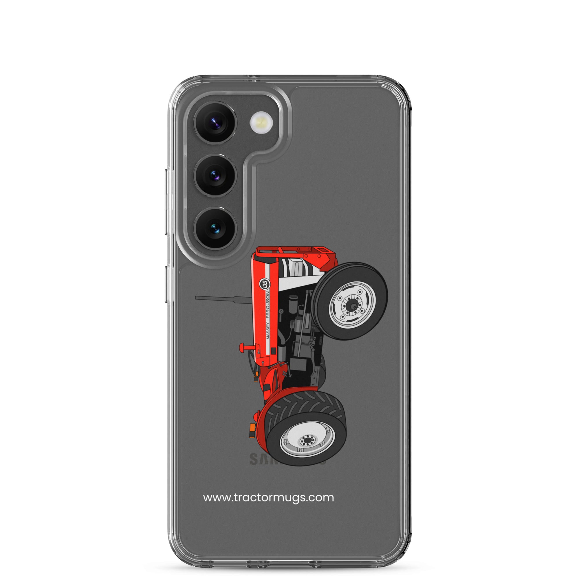 The Tractor Mugs Store Samsung Galaxy S23 Massey Ferguson 135 with cab | Clear Case for Samsung® Quality Farmers Merch