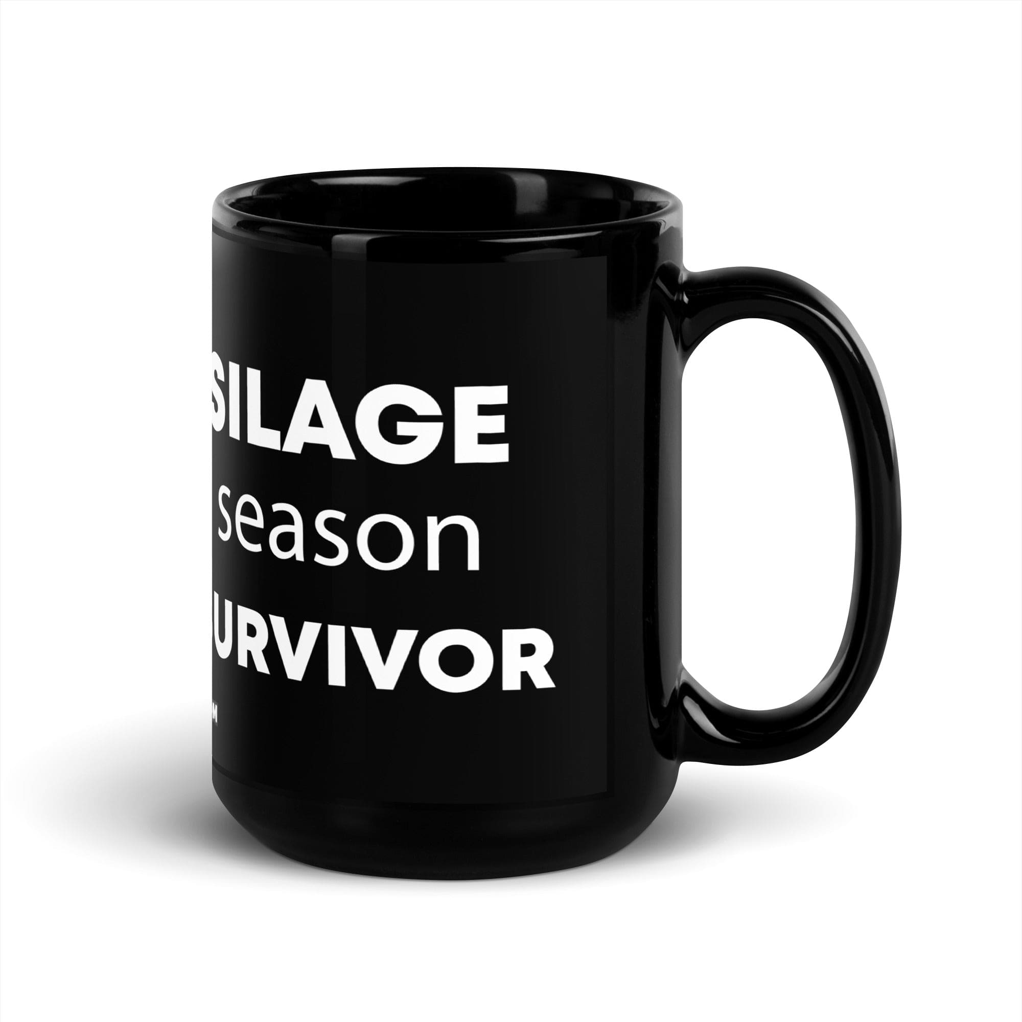 The Tractor Mugs Store Silage Season Survivor | Black Glossy Mug Quality Farmers Merch