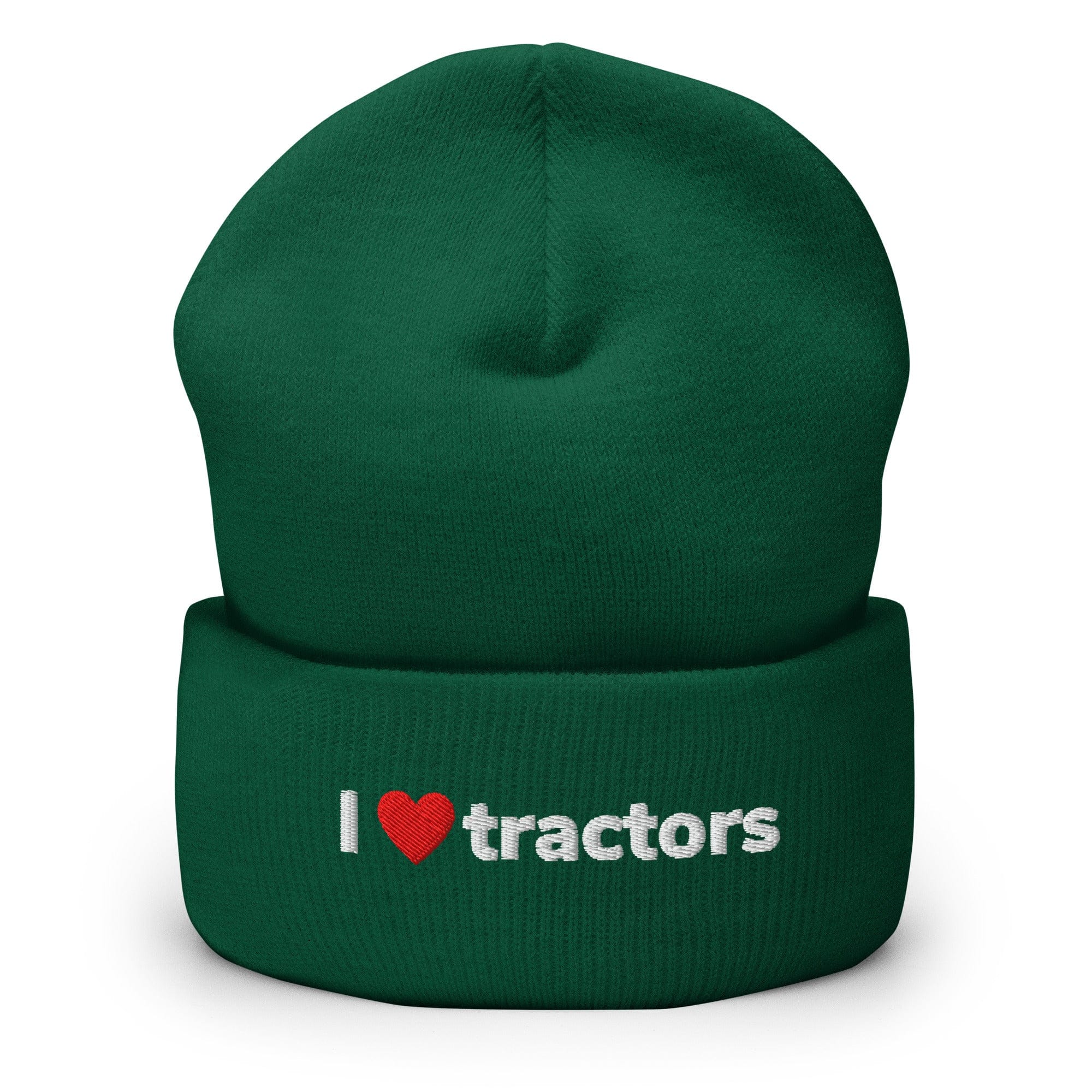 The Tractor Mugs Store Spruce I Love Tractors | Cuffed Beanie Quality Farmers Merch