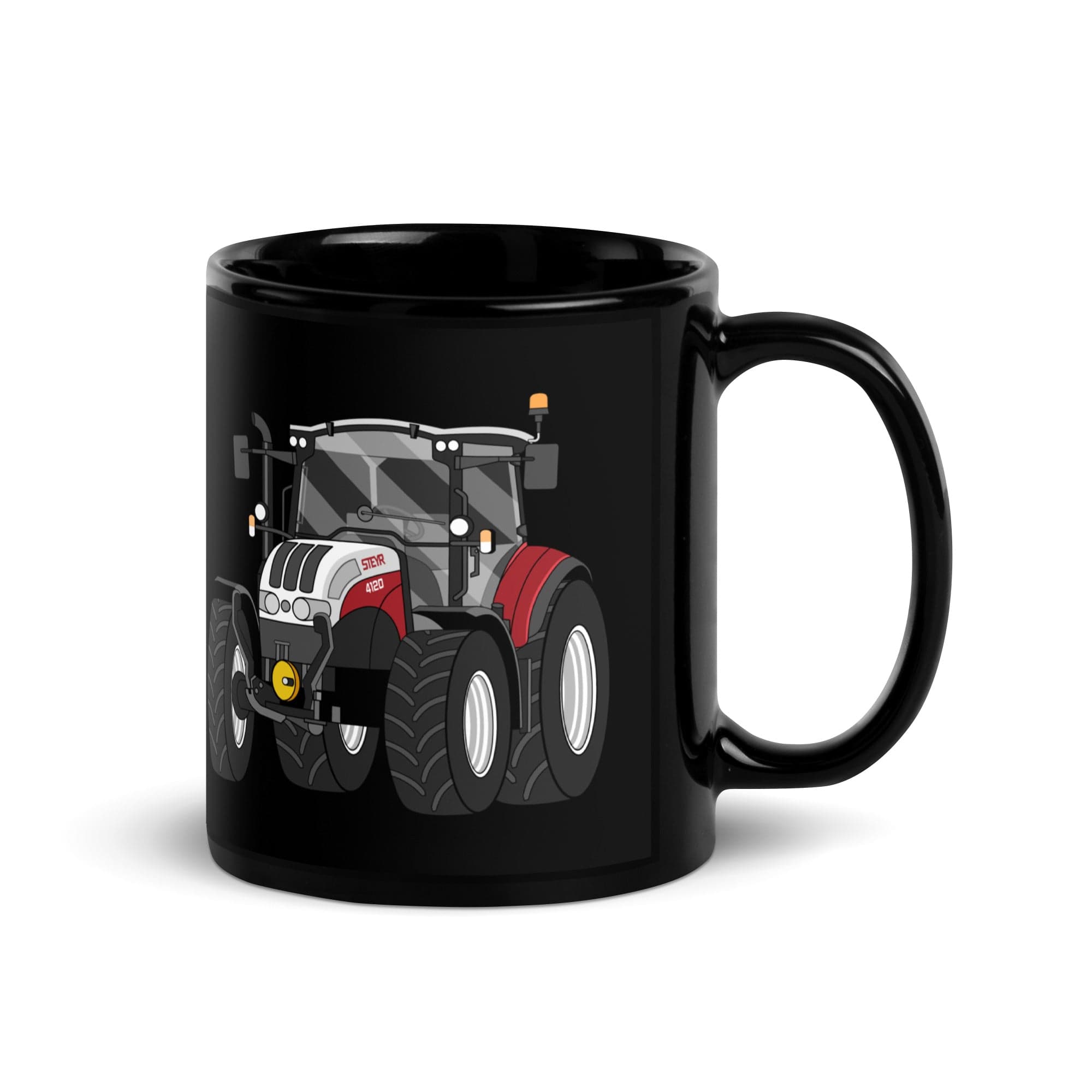 The Tractor Mugs Store Steyr 4120 Plus | Black Glossy Mug Quality Farmers Merch
