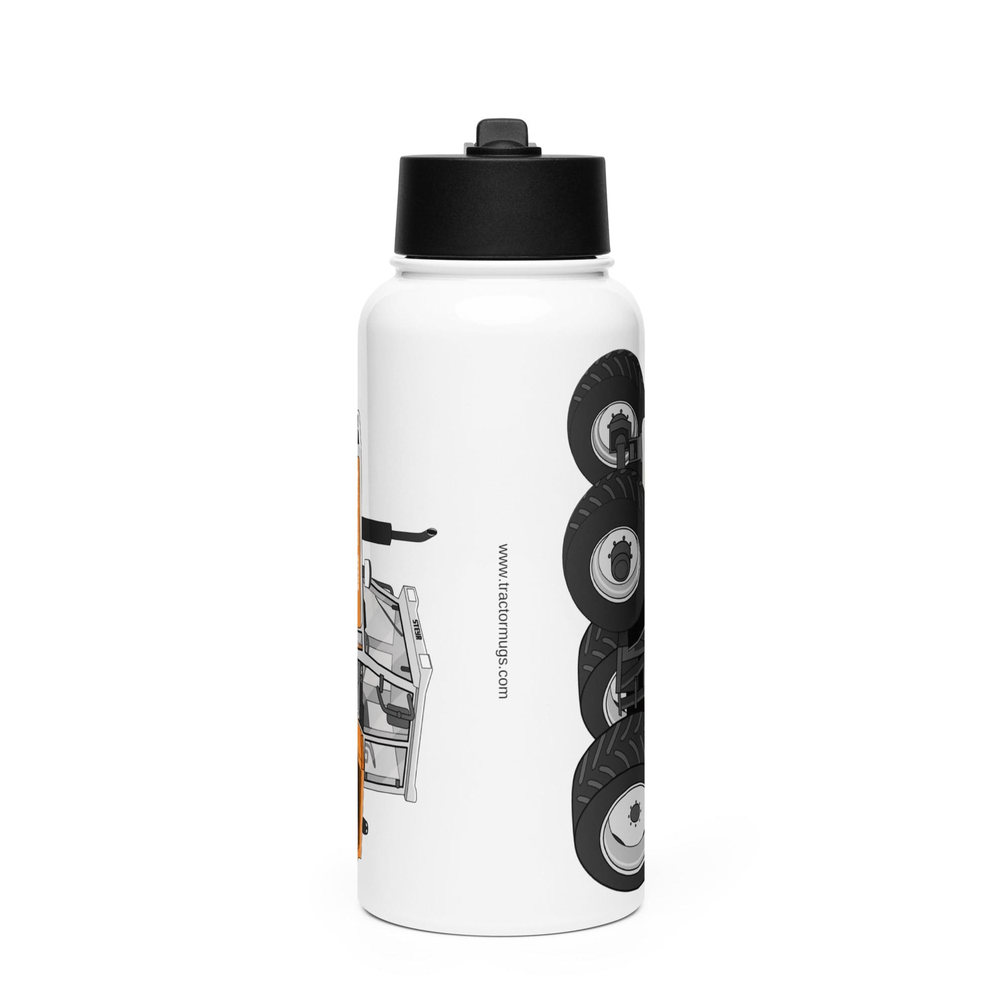 The Tractor Mugs Store Steyr SK 8130 Kommunal | Stainless steel water bottle with a straw lid Quality Farmers Merch
