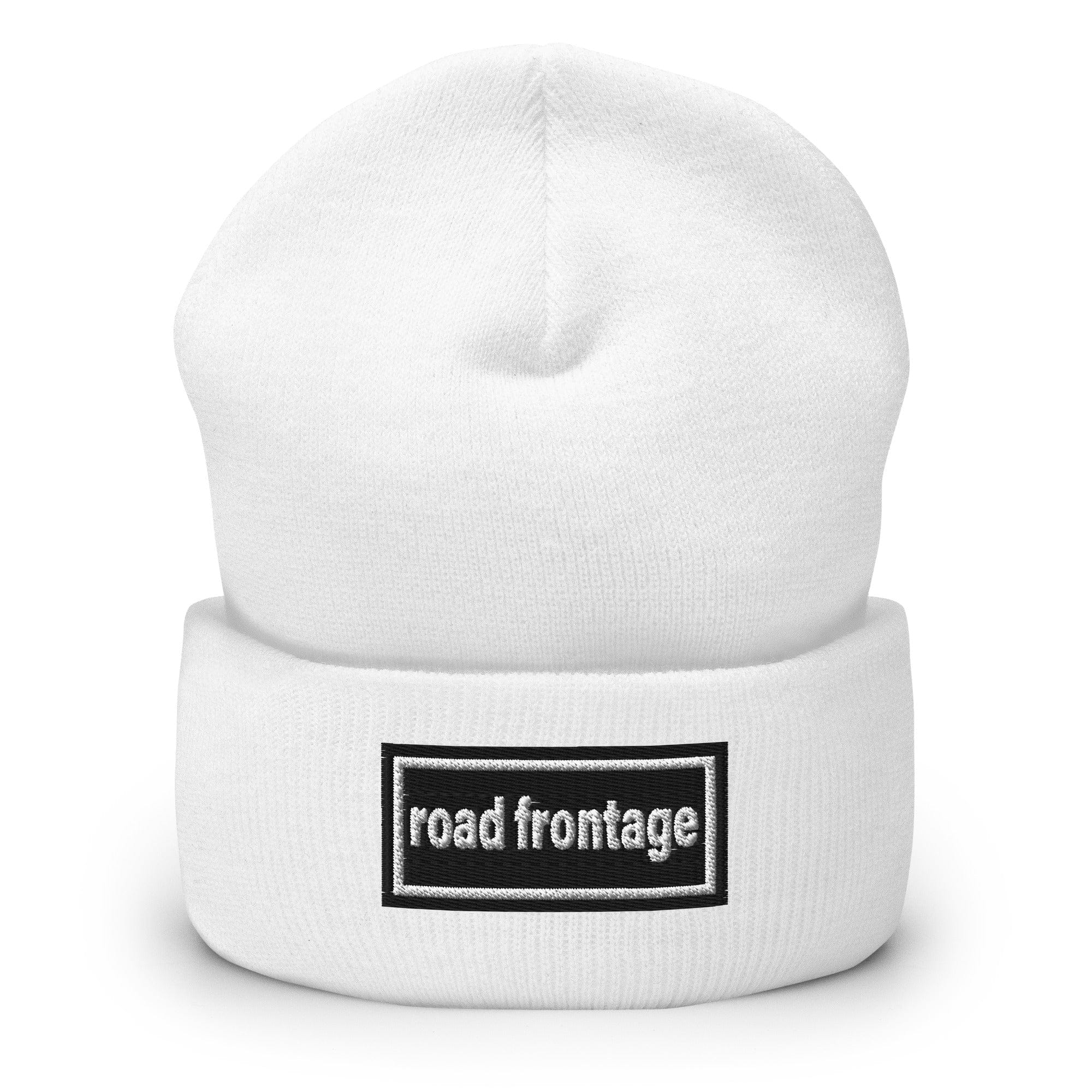 The Tractor Mugs Store White OASIS Style 'Road Frontage' | Cuffed Beanie Quality Farmers Merch