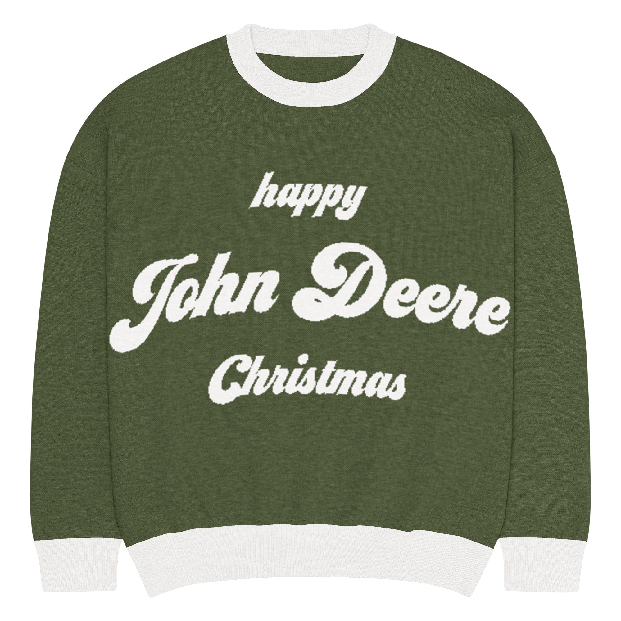 The Tractor Mugs Store XS Happy John Deere Christmas Jumper | Relaxed fit knitted crew neck sweater Quality Farmers Merch