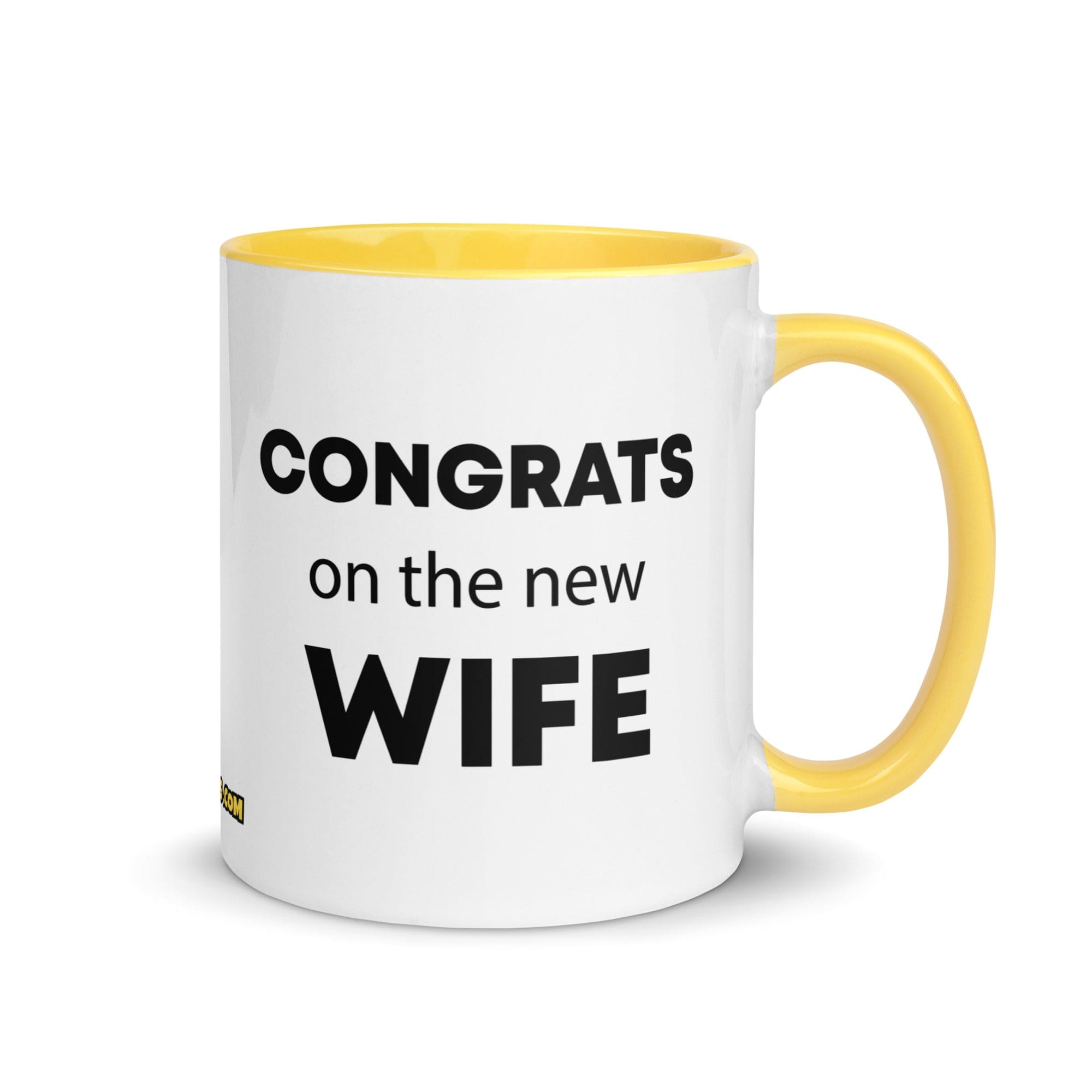 The Tractor Mugs Store Yellow Congrats On the New Wife | Mug with Color Inside Quality Farmers Merch