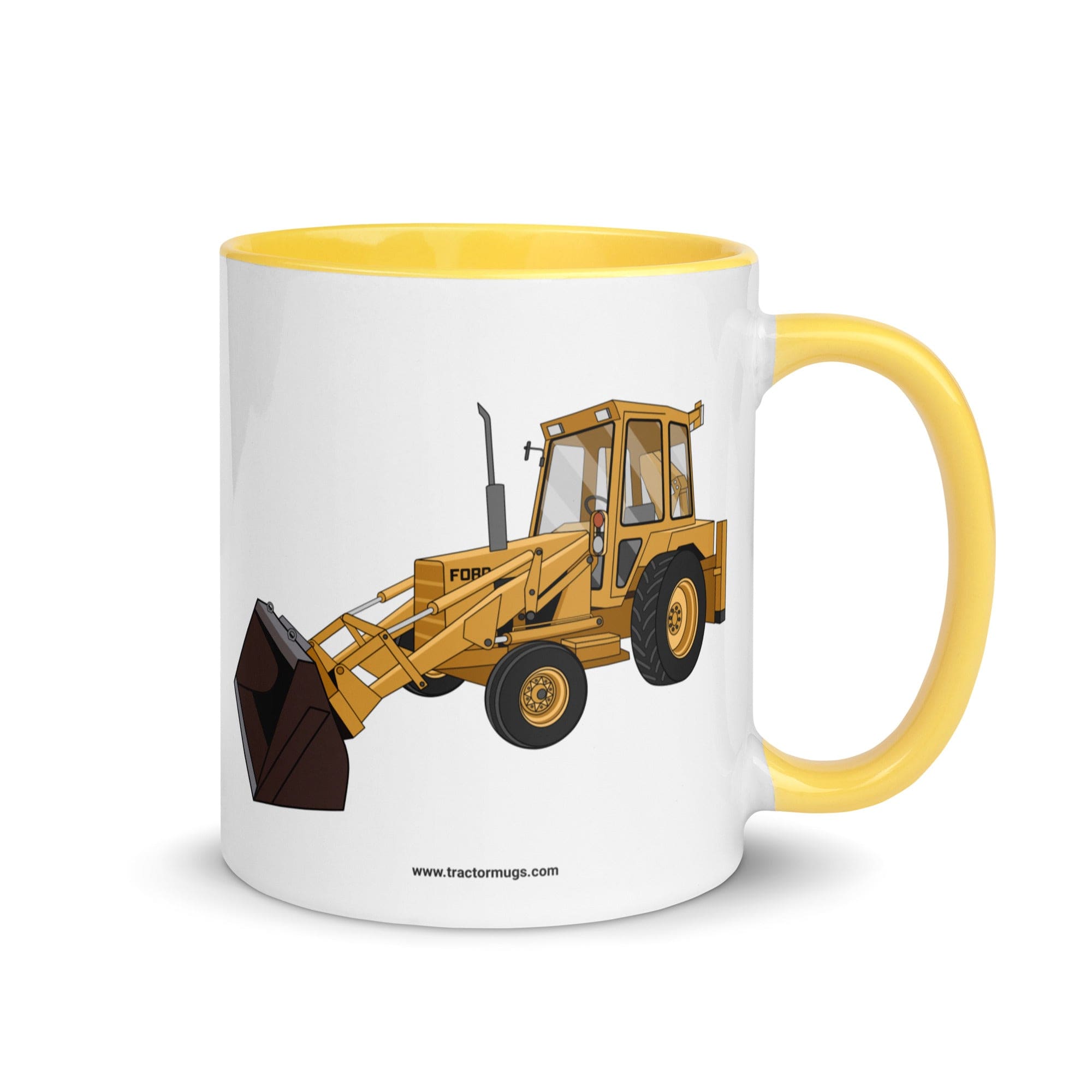 The Tractor Mugs Store Yellow Ford 550 Backhoe | Mug with Color Inside Quality Farmers Merch