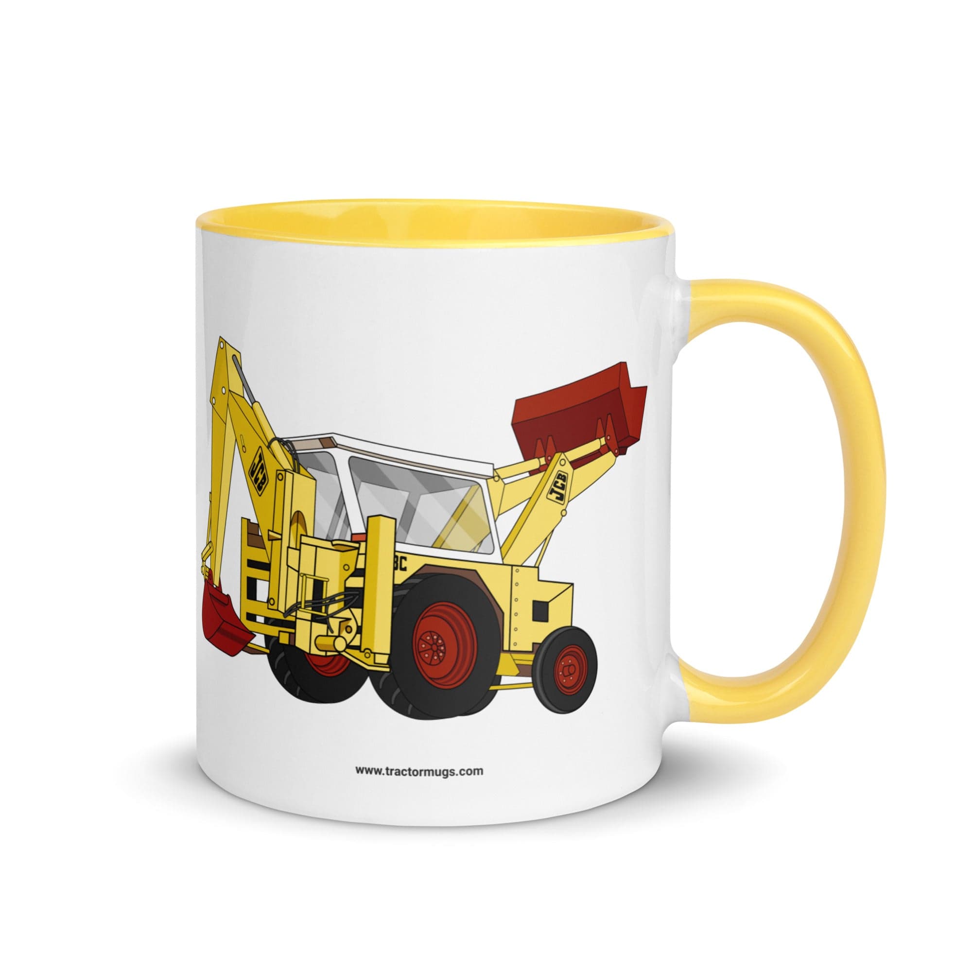 The Tractor Mugs Store Yellow JCB 3C II Backhoe | Mug with Color Inside Quality Farmers Merch