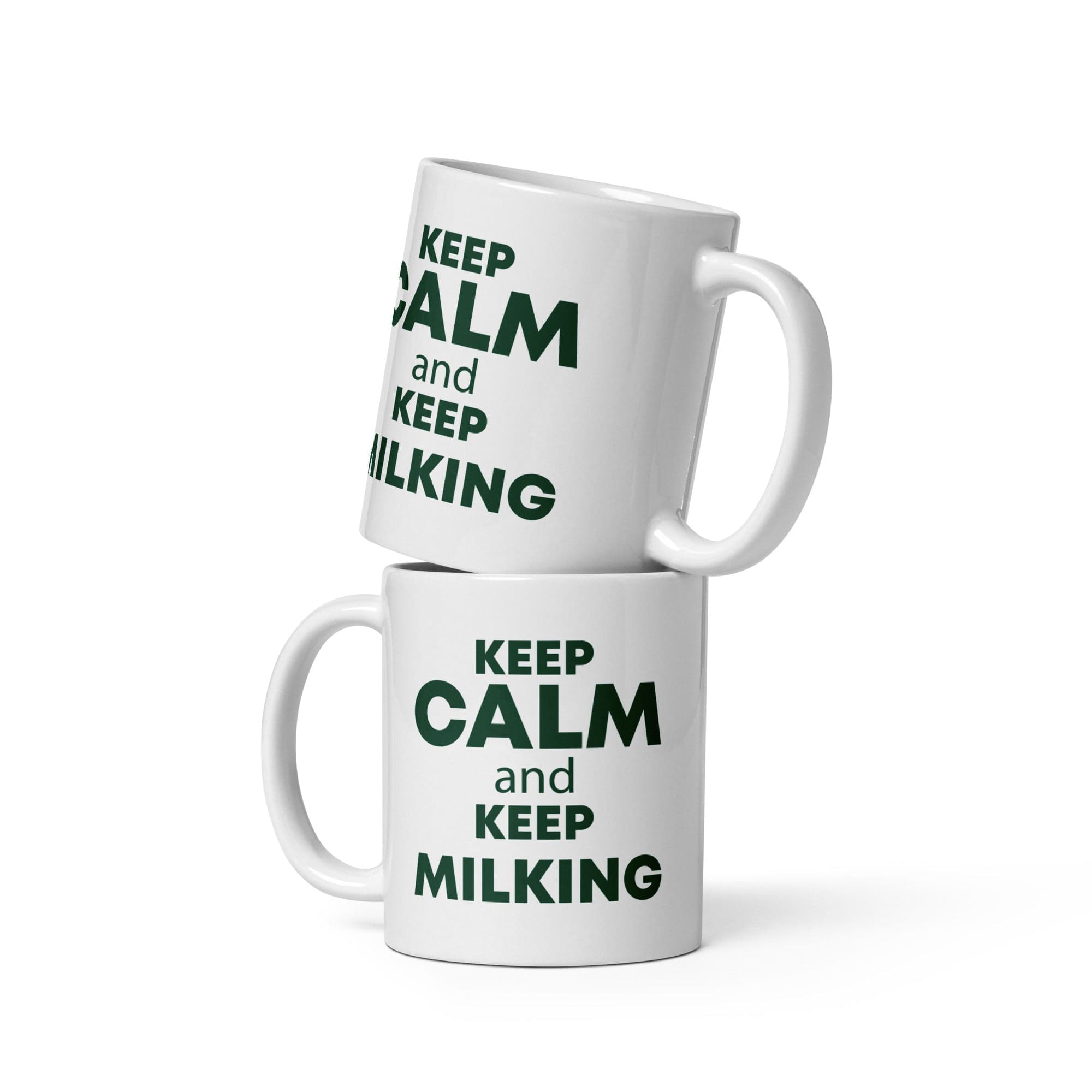 The Tractors Mugs Store 11 oz KEEP CALM and KEEP MILKING White glossy mug Quality Farmers Merch