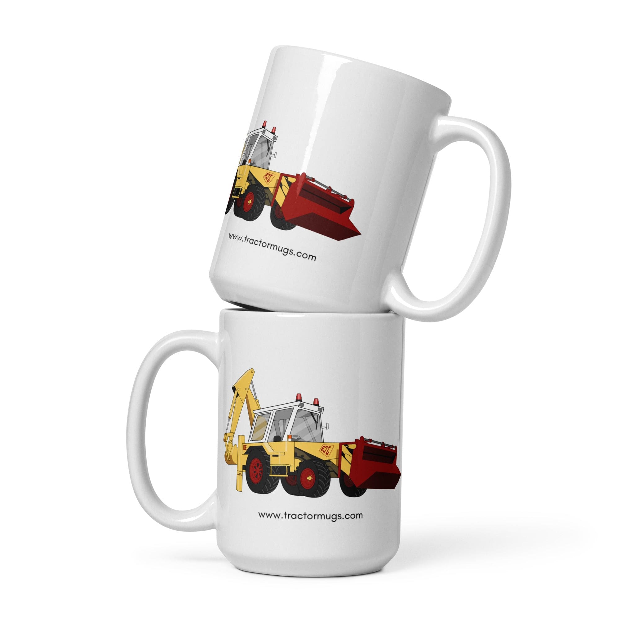 The Tractors Mugs Store 15 oz JCB 3D White glossy mug Quality Farmers Merch