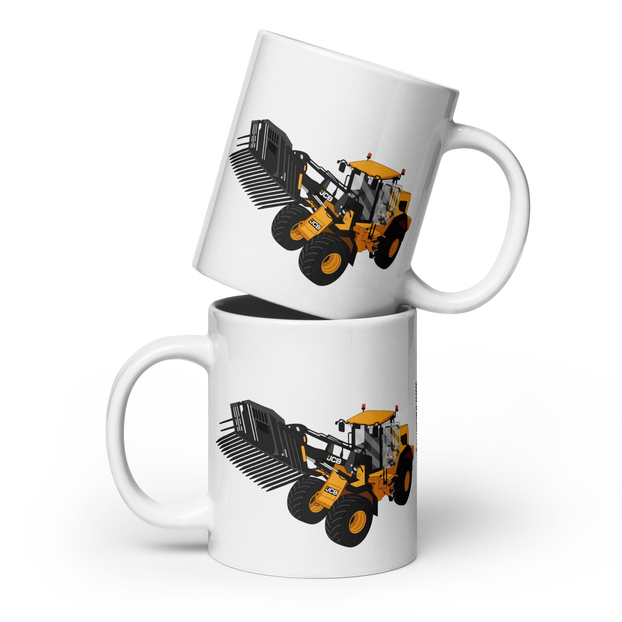 The Tractors Mugs Store 20 oz JCB 435 S Farm Master White glossy mug Quality Farmers Merch