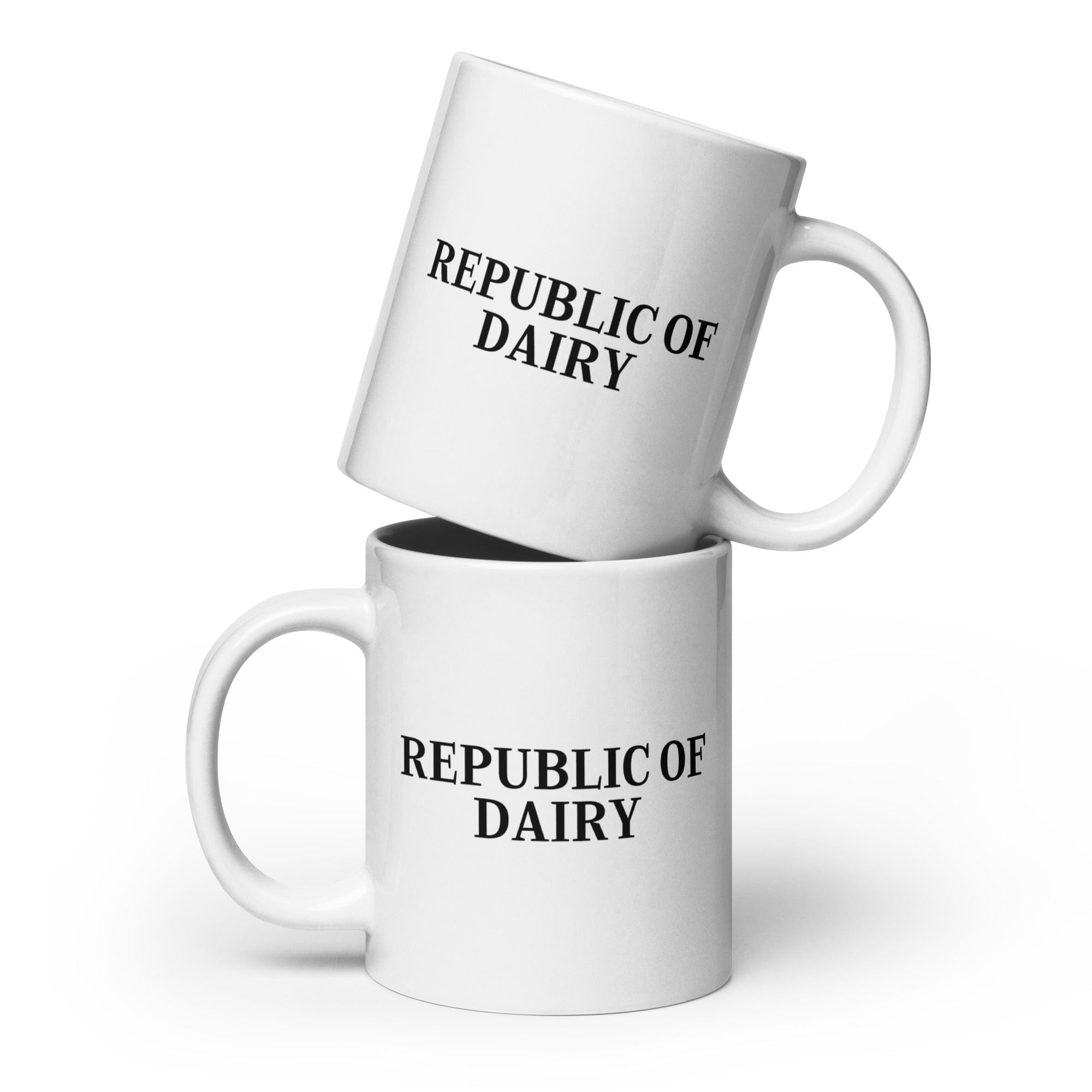 The Tractors Mugs Store 20 oz Republic of Dairy White glossy mug Quality Farmers Merch