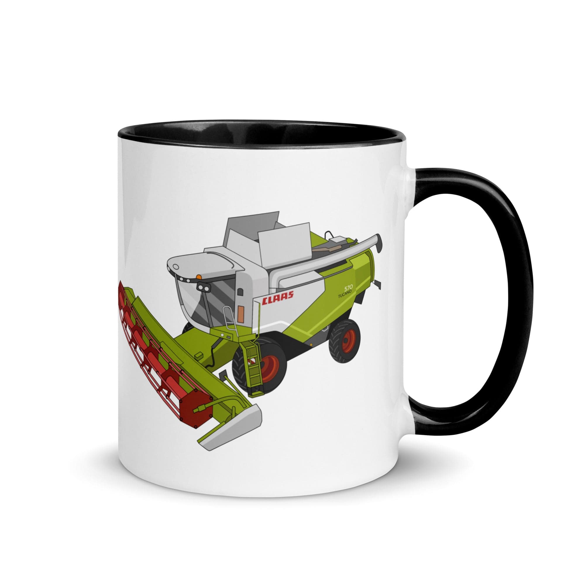 The Tractors Mugs Store Black Class Tucano 570 Mug with Color Inside Quality Farmers Merch