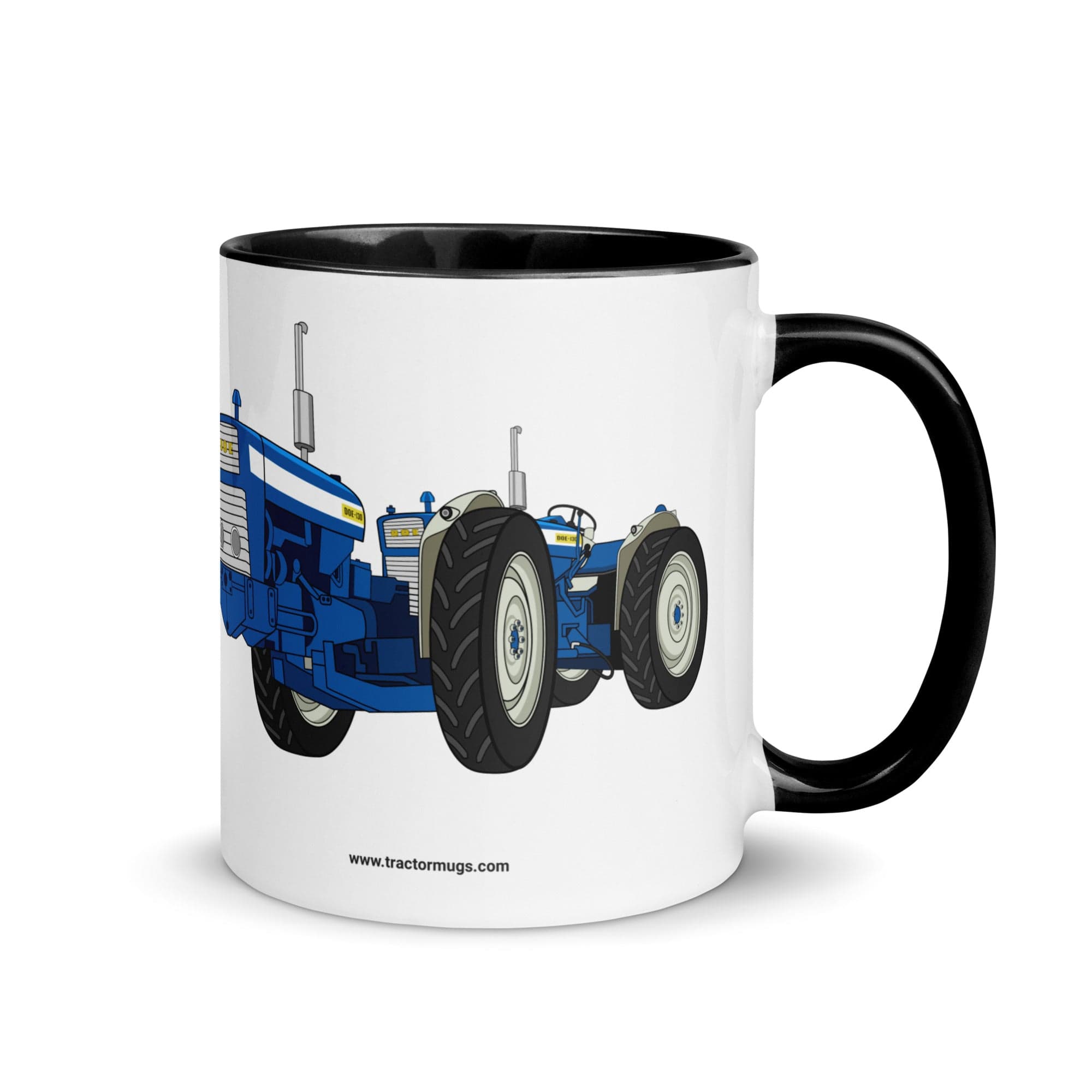 The Tractors Mugs Store Black DOE Dual Drive 130 Mug with Color Inside Quality Farmers Merch