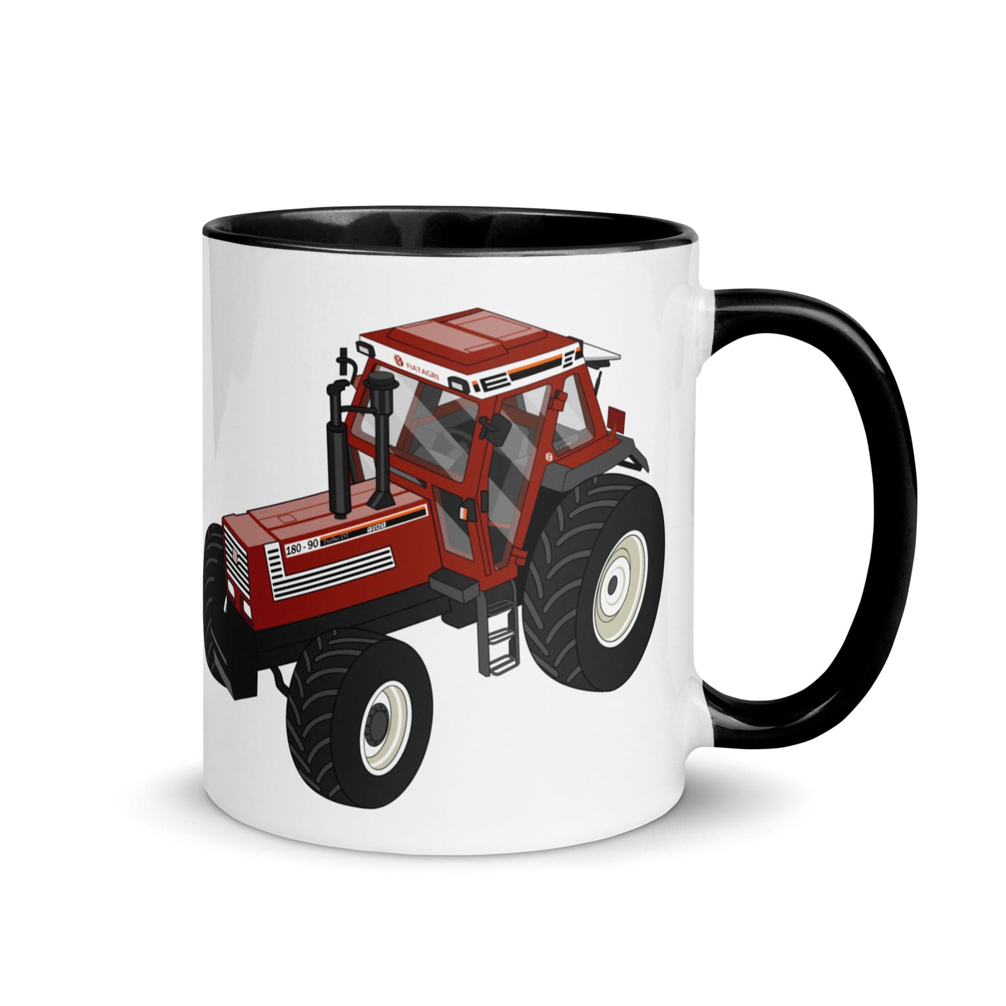 The Tractors Mugs Store Black Fiat180-90 Mug with Color Inside Quality Farmers Merch