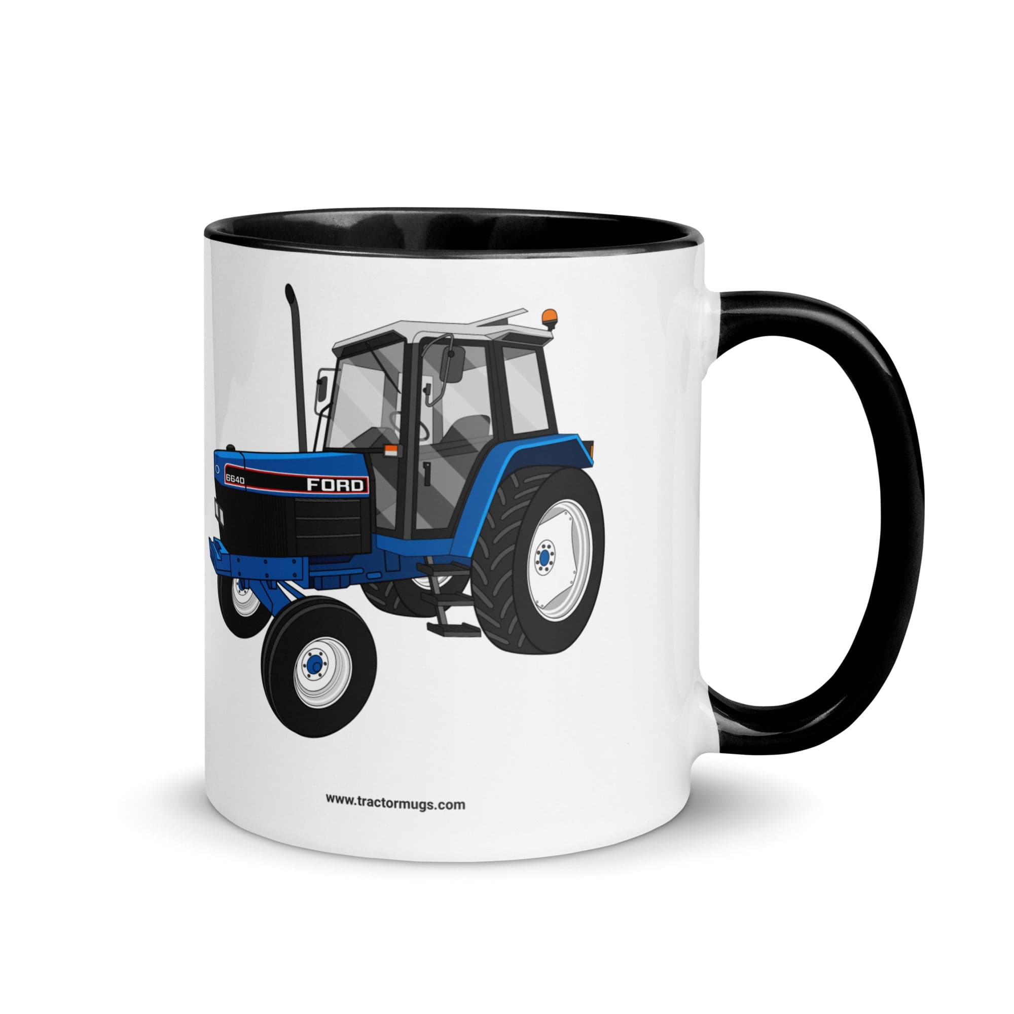 The Tractors Mugs Store Black Ford 6640 SE 2WD | Mug with Color Inside Quality Farmers Merch