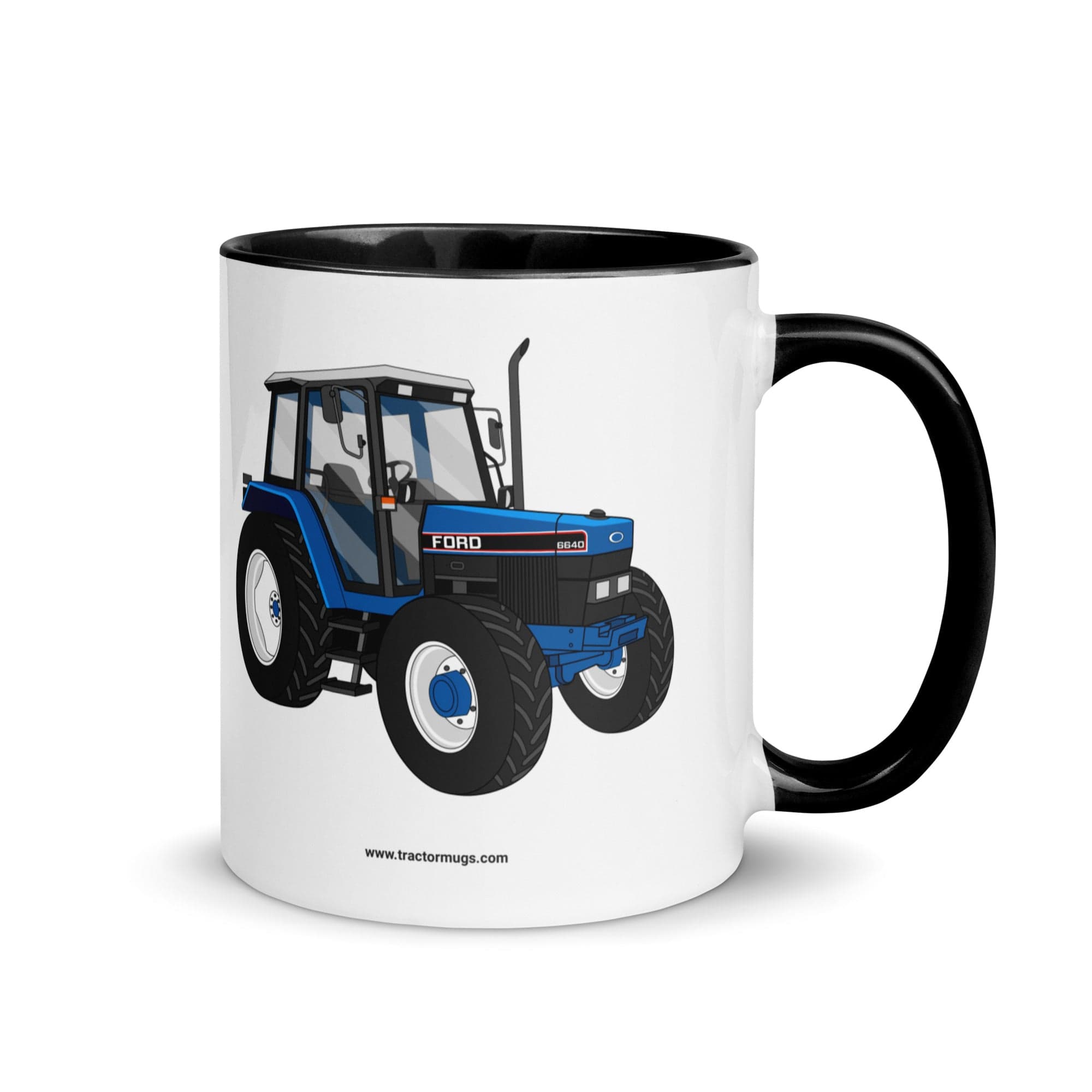 The Tractors Mugs Store Black Ford 6640 SE 4WD | Mug with Color Inside Quality Farmers Merch
