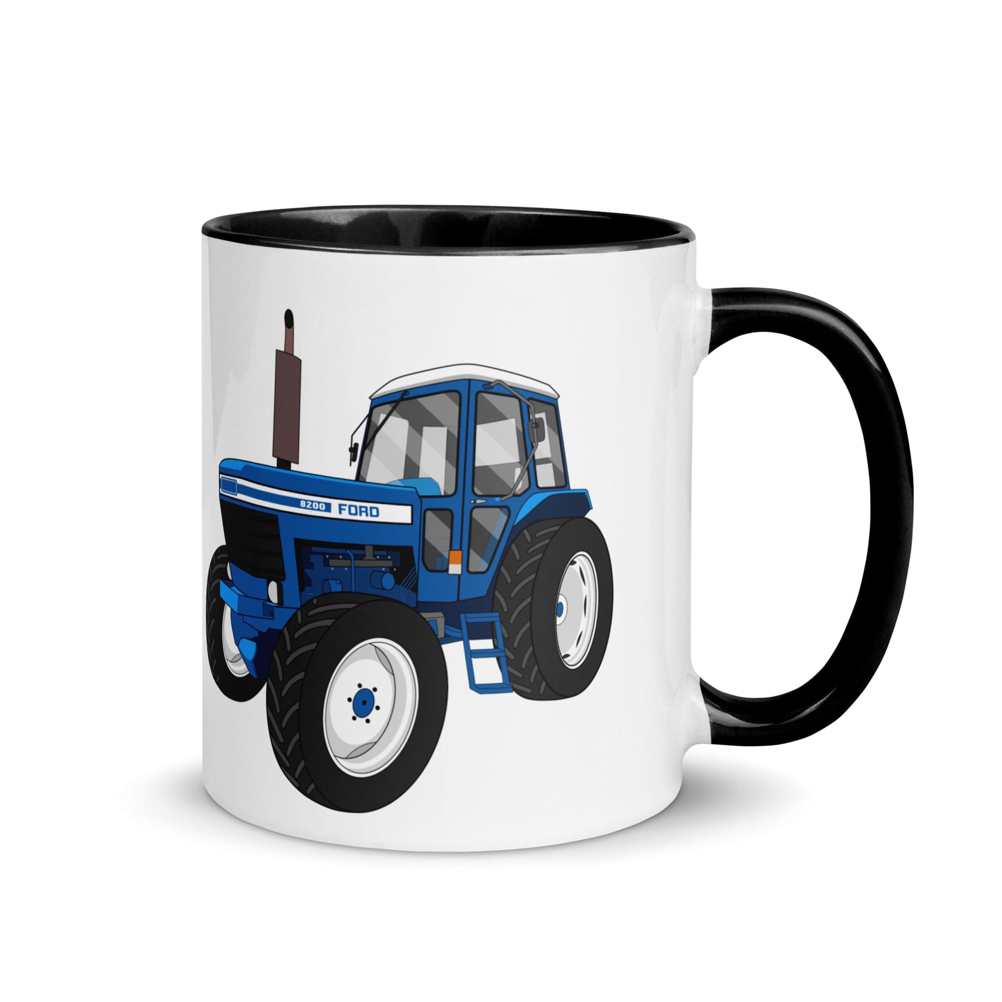 The Tractors Mugs Store Black Ford 8200 Mug with Color Inside Quality Farmers Merch