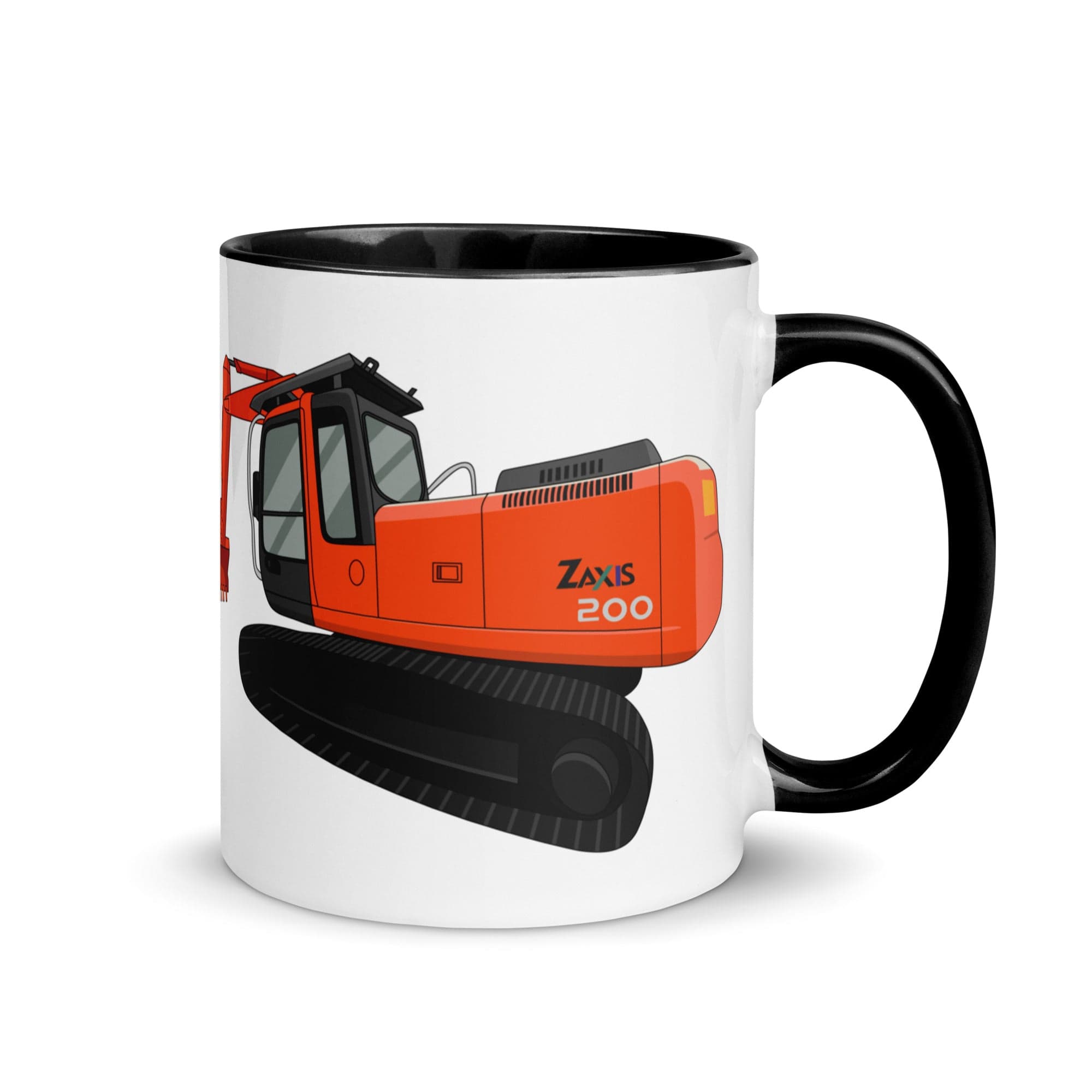 The Tractors Mugs Store Black Hitachi Zaxis 200 Mug with Color Inside Quality Farmers Merch