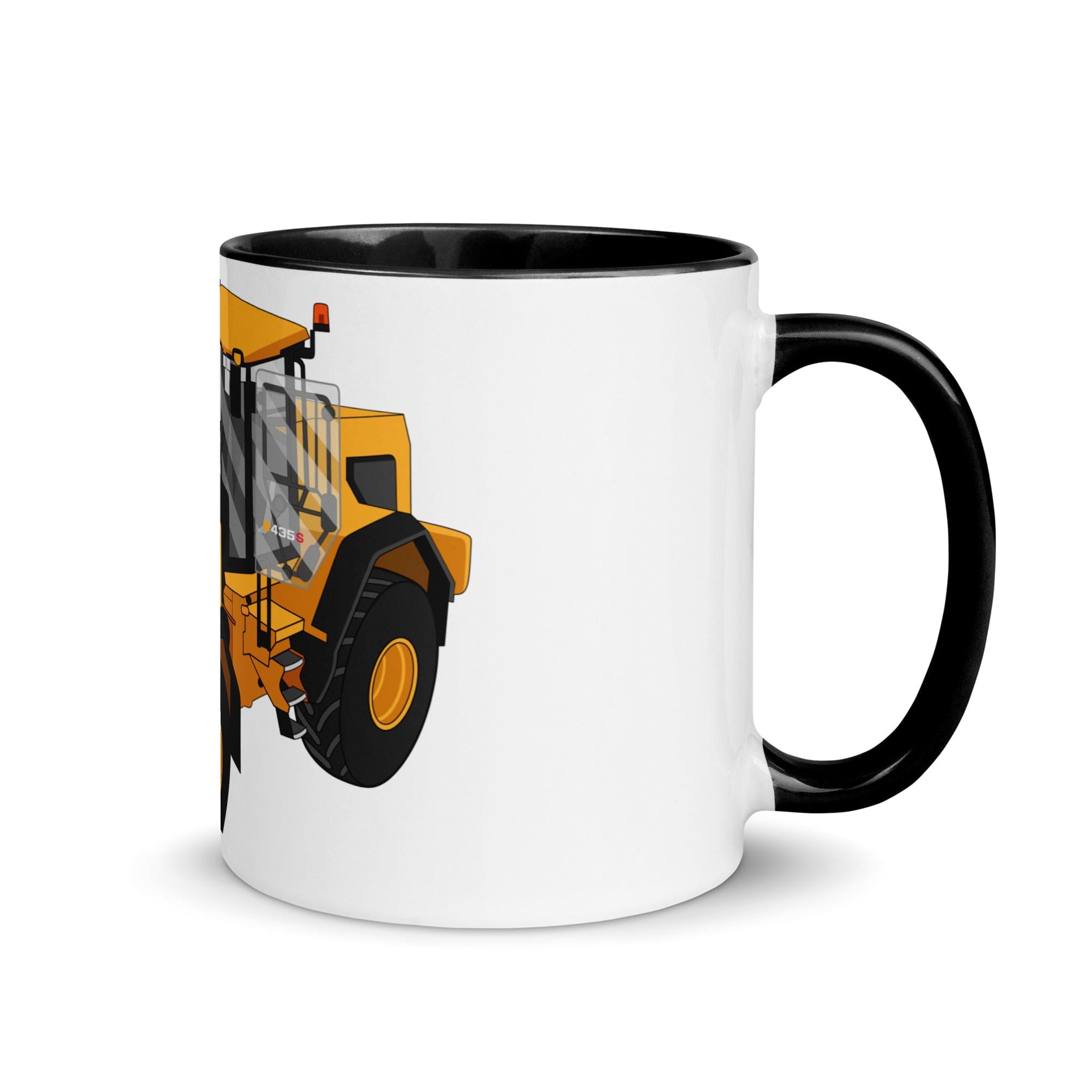 The Tractors Mugs Store Black JCB 435 S Farm Master 2.0 Mug with Color Inside Quality Farmers Merch