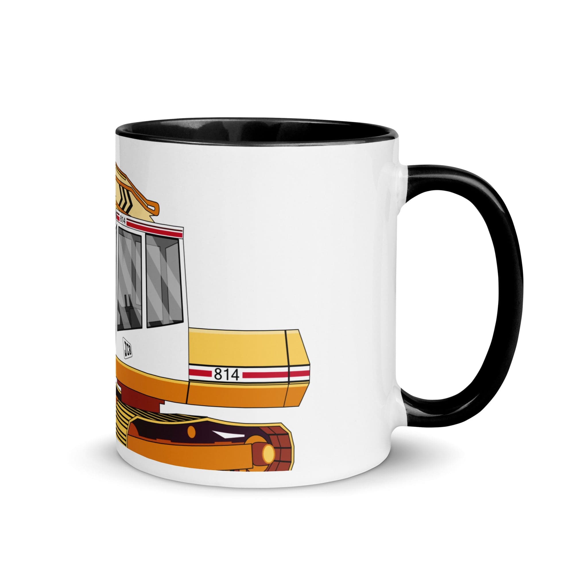 The Tractors Mugs Store Black JCB 814 Super 2.0 Mug with Color Inside Quality Farmers Merch