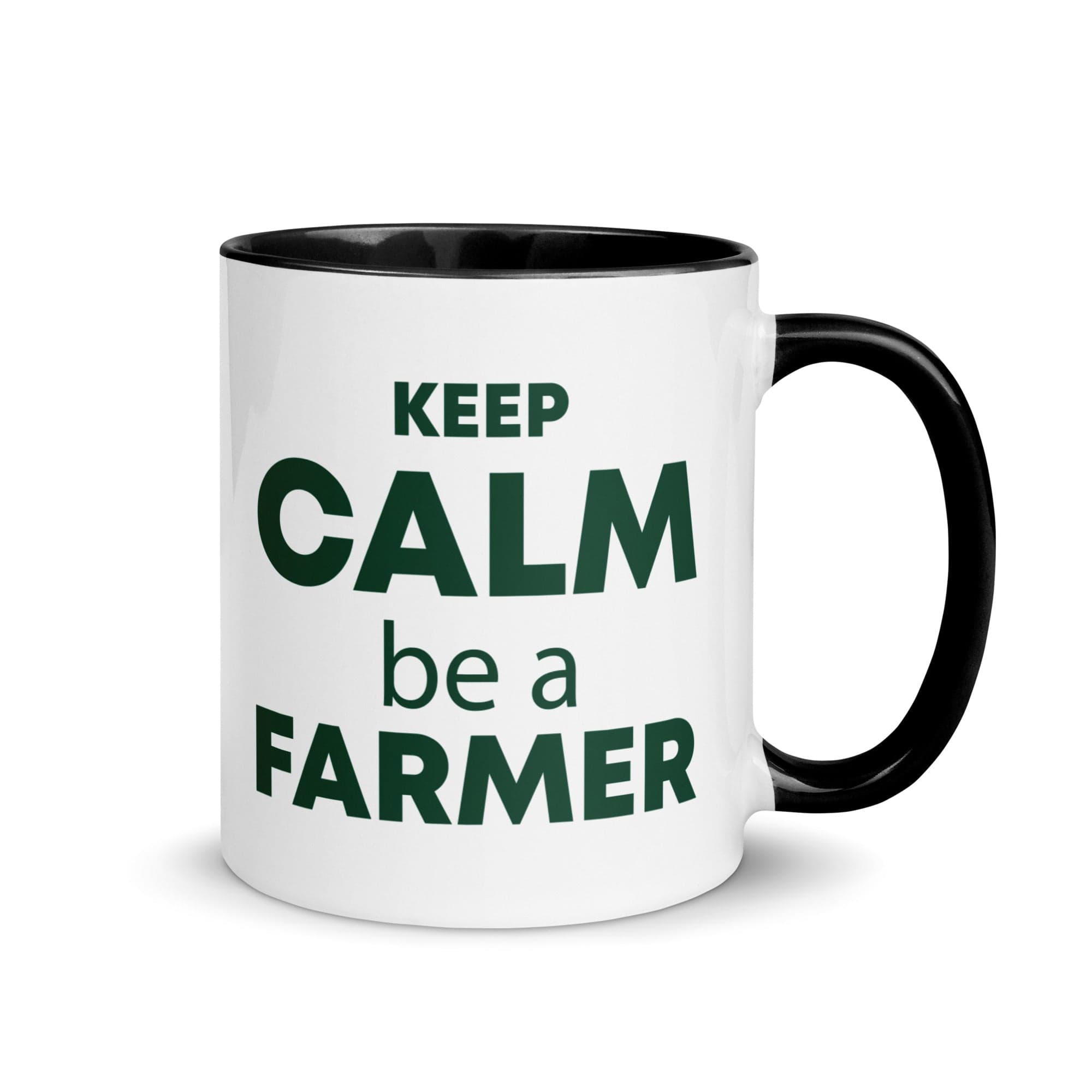 The Tractors Mugs Store Black KEEP CALM be a FARMER Mug with Color Inside Quality Farmers Merch
