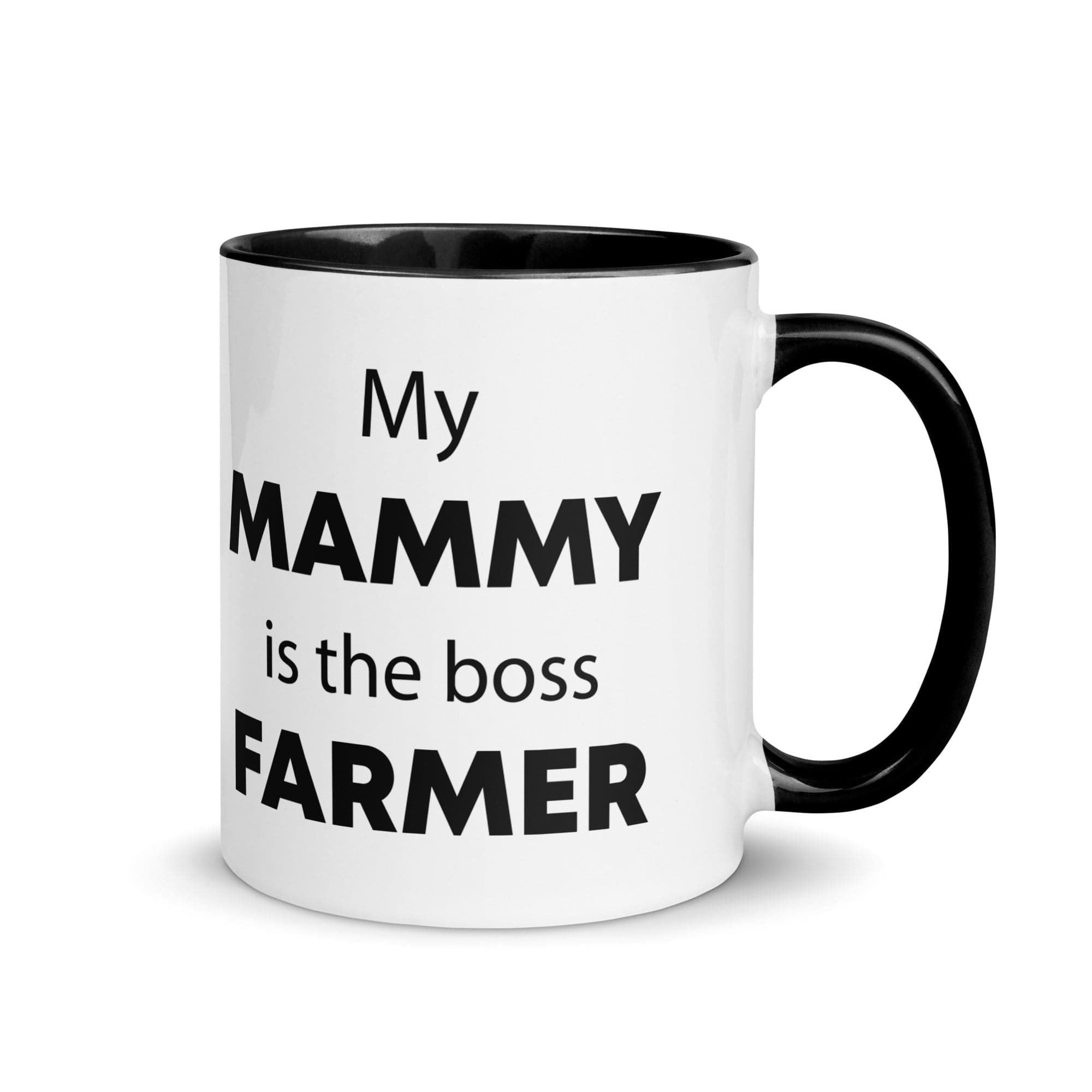 The Tractors Mugs Store Black My Mammy is the Boss Farmer Mug with Color Inside Quality Farmers Merch
