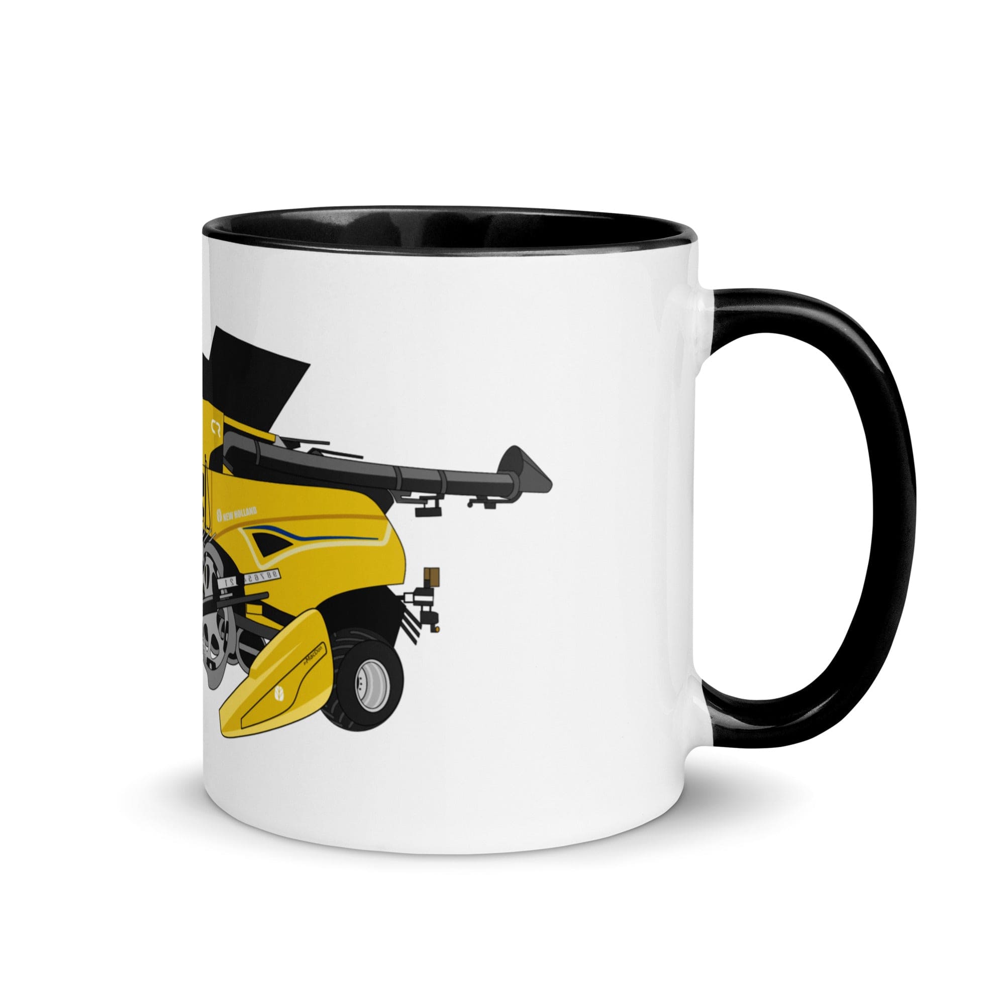 The Tractors Mugs Store Black New Holland CR Combine Harvester (2004) 2.0 Mug with Color Inside Quality Farmers Merch