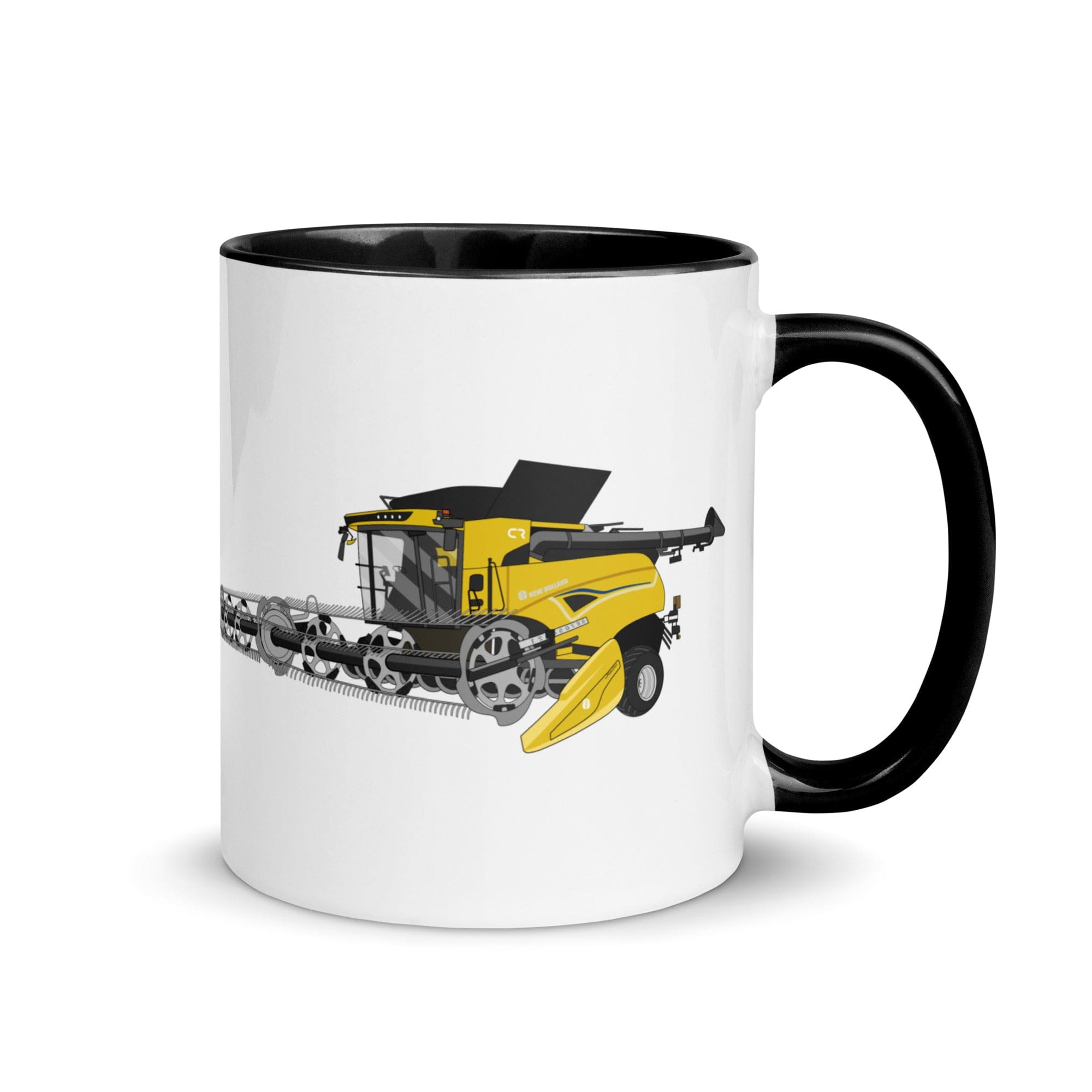 The Tractors Mugs Store Black New Holland CR Combine Harvester (2004). Mug with Color Inside Quality Farmers Merch
