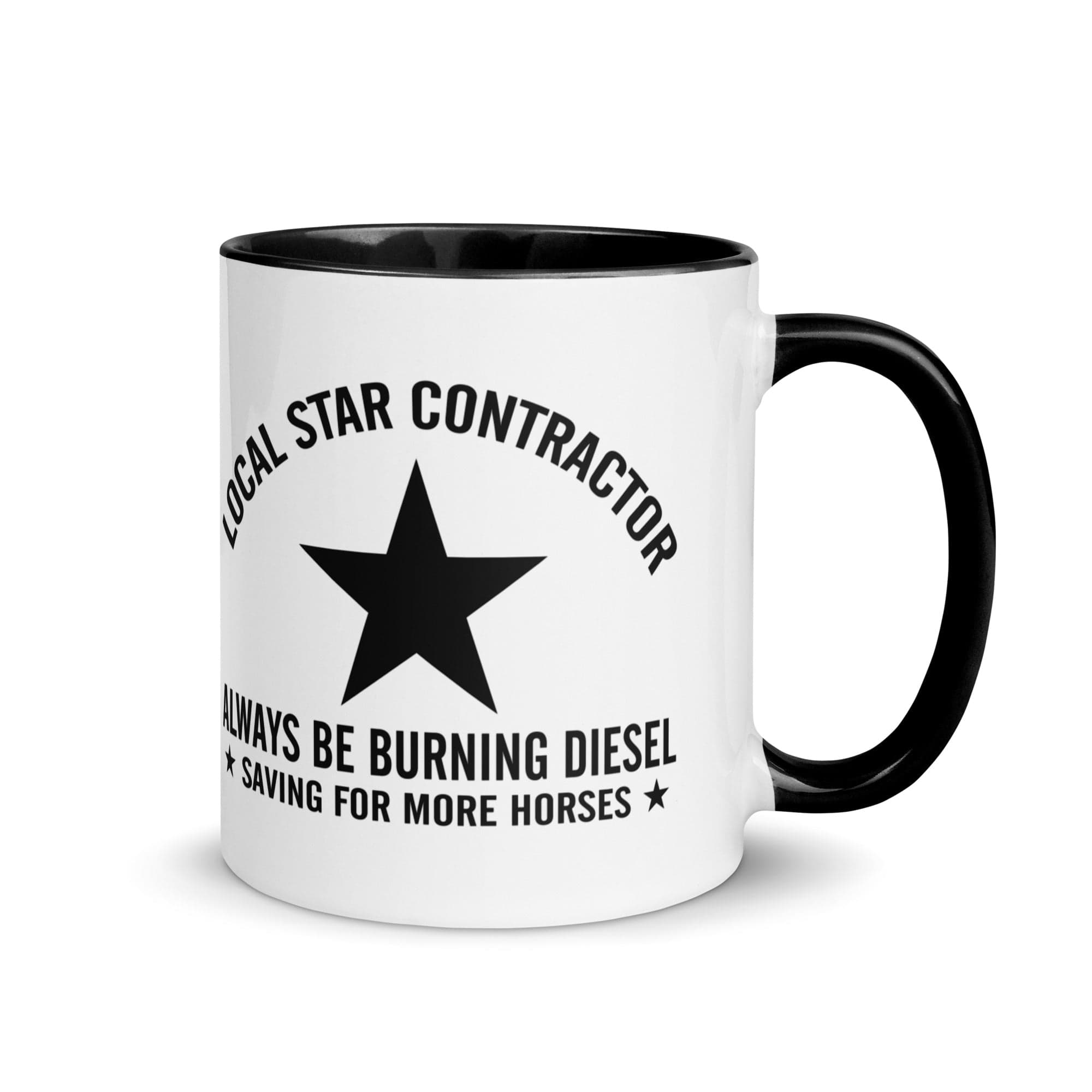 The Tractors Mugs Store Black Star Contractor Mug with Color Inside Quality Farmers Merch