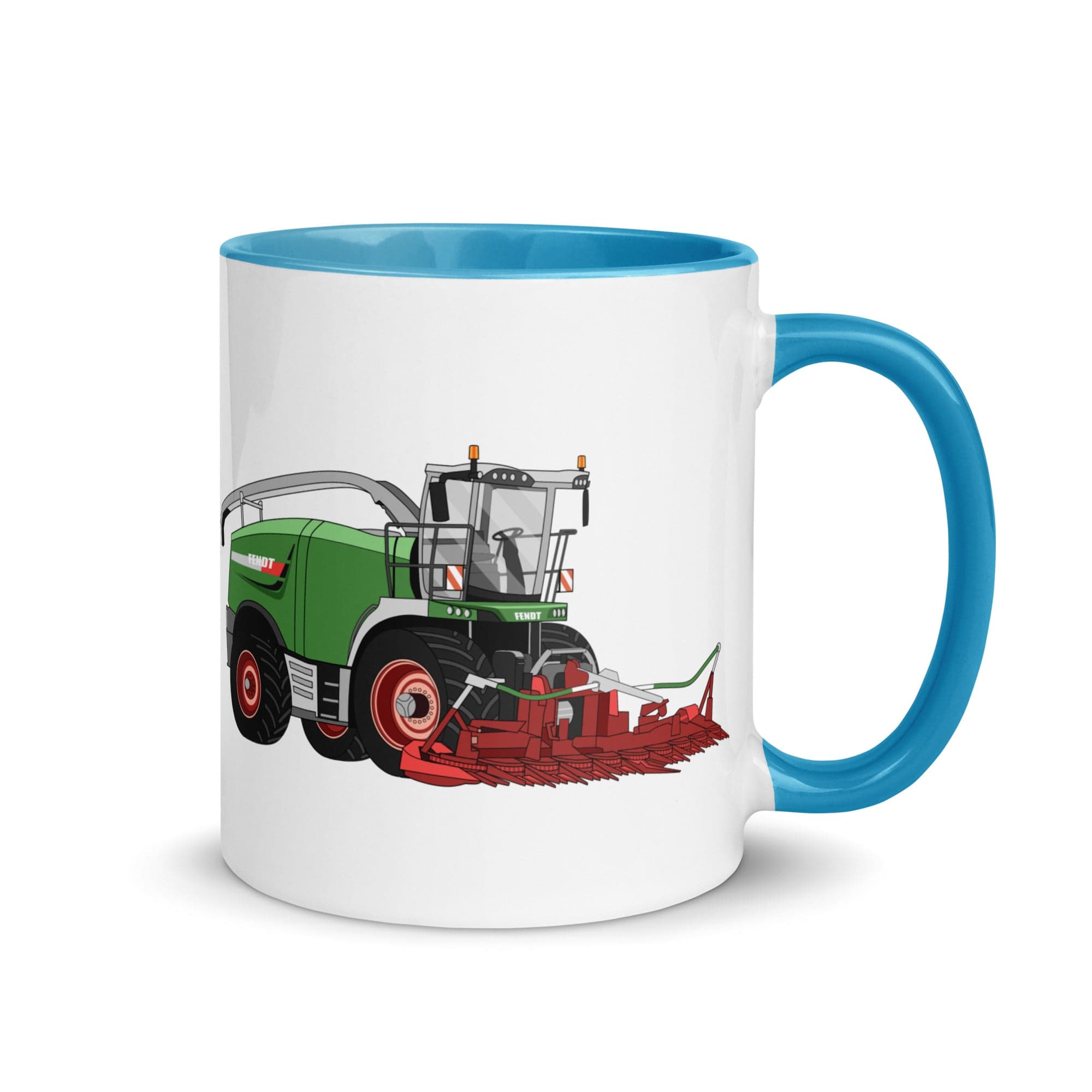 The Tractors Mugs Store Blue Fendt Katana 85 Forage Harvester Mug with Color Inside Quality Farmers Merch