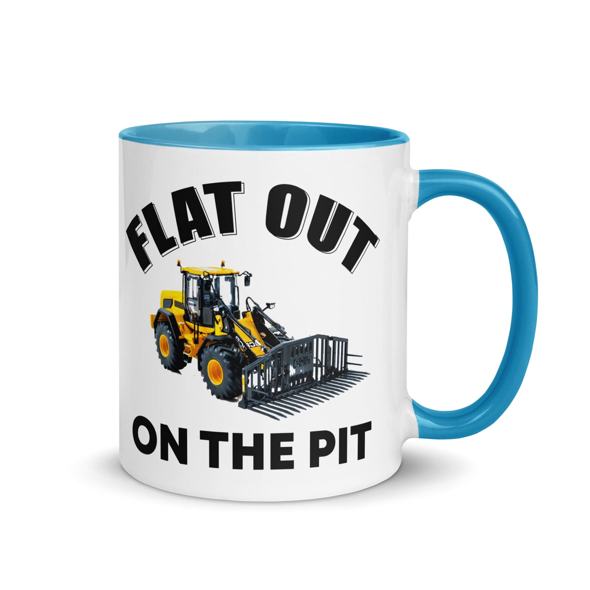 The Tractors Mugs Store Blue Flat out on the Pit Mug with Color Inside Quality Farmers Merch