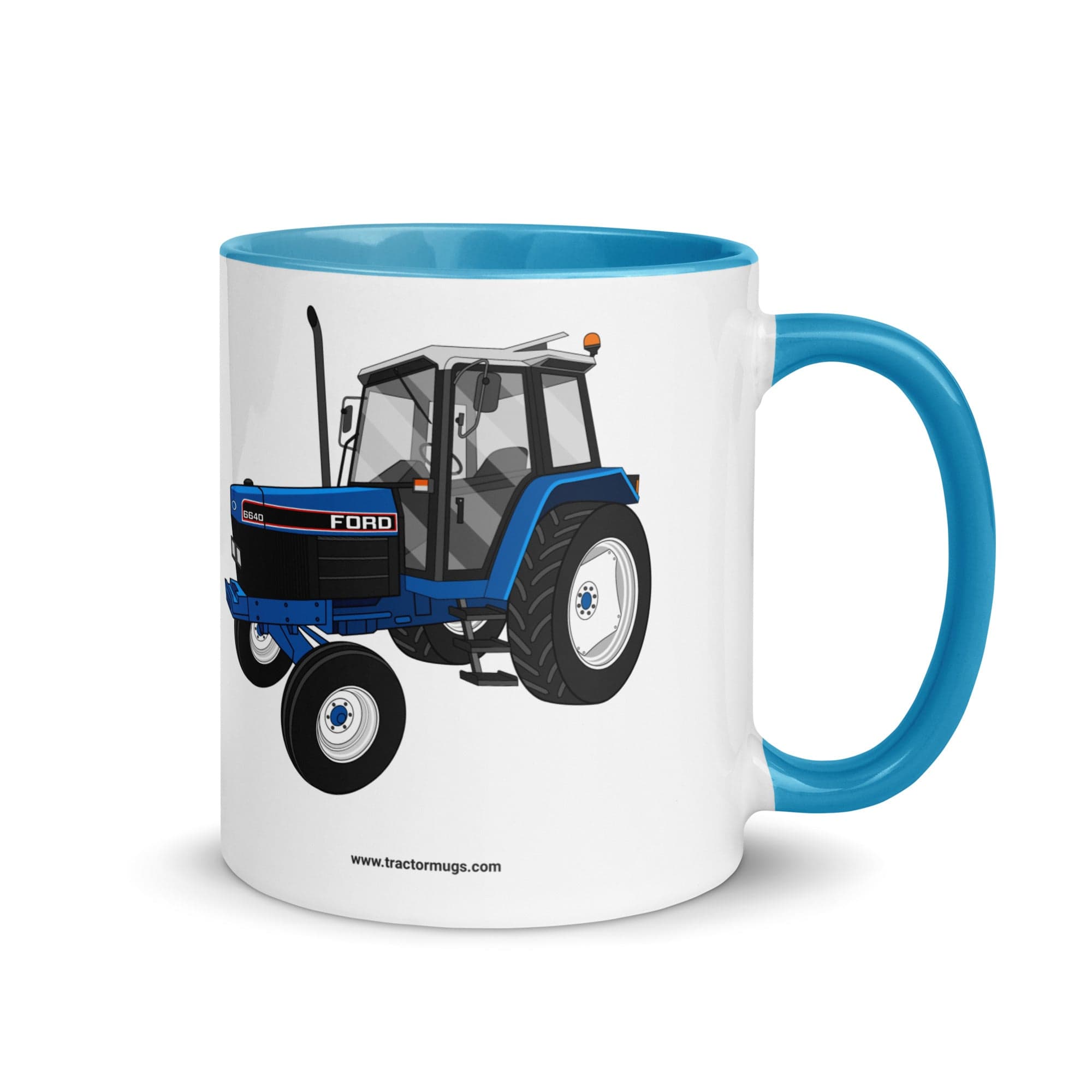 The Tractors Mugs Store Blue Ford 6640 SE 2WD | Mug with Color Inside Quality Farmers Merch