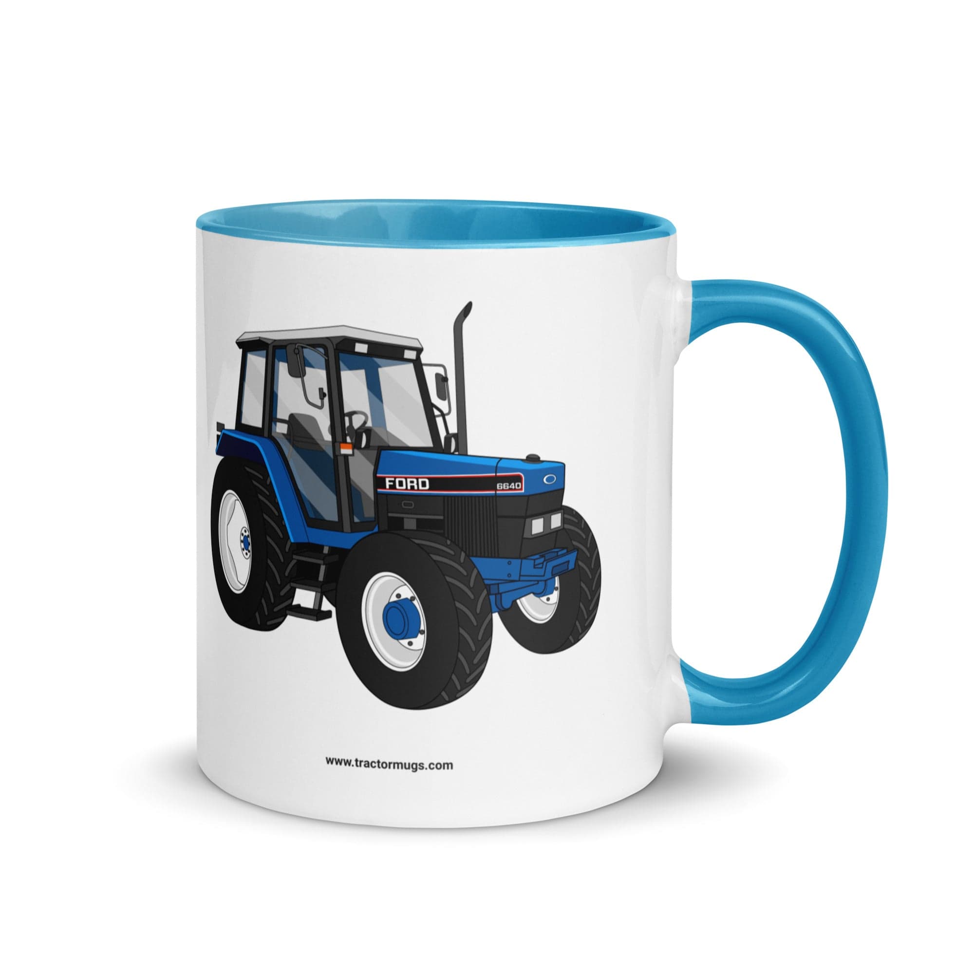 The Tractors Mugs Store Blue Ford 6640 SE 4WD | Mug with Color Inside Quality Farmers Merch