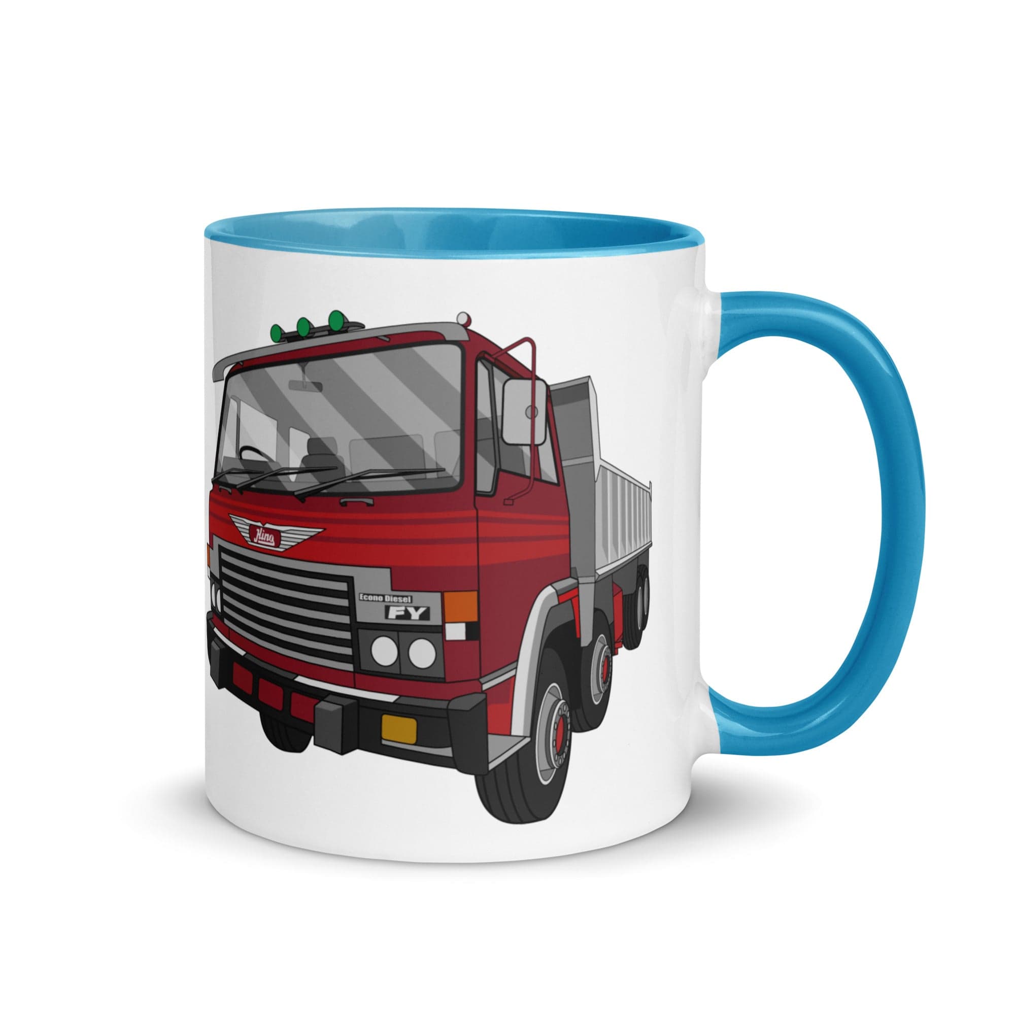 The Tractors Mugs Store Blue Hino FY Tipper Mug with Color Inside Quality Farmers Merch