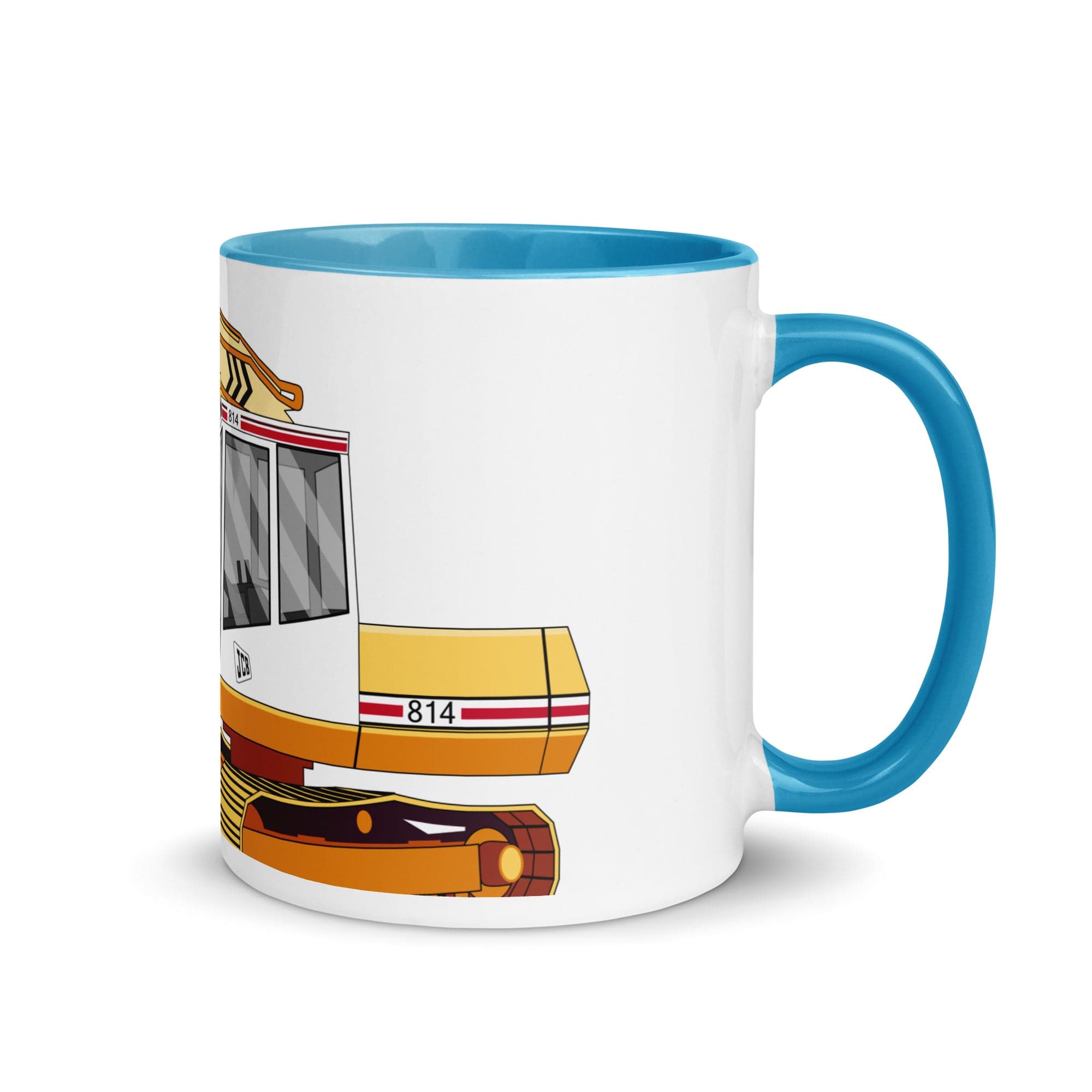 The Tractors Mugs Store Blue JCB 814 Super 2.0 Mug with Color Inside Quality Farmers Merch