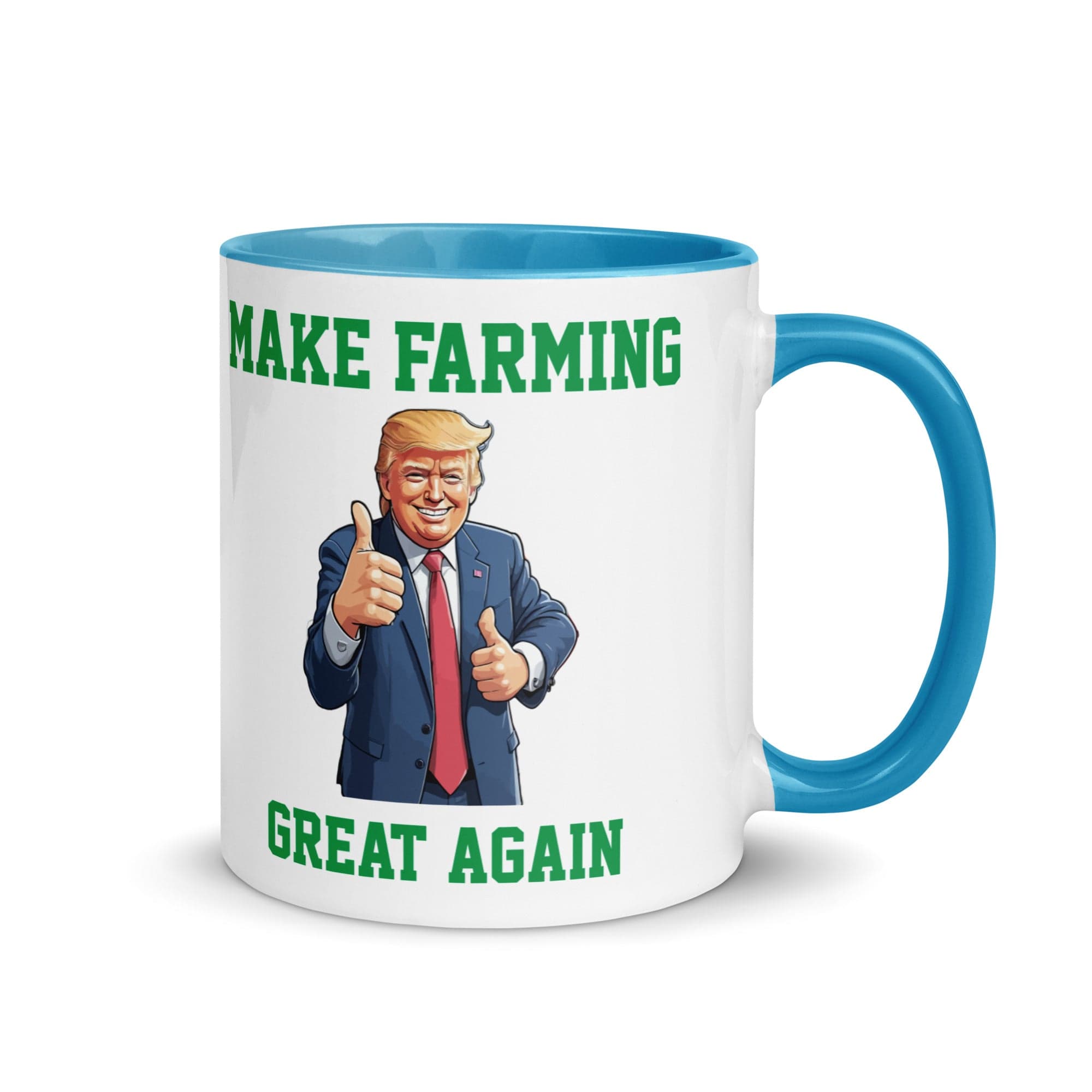 The Tractors Mugs Store Blue Make Farming Great Again Mug with Color Inside Quality Farmers Merch