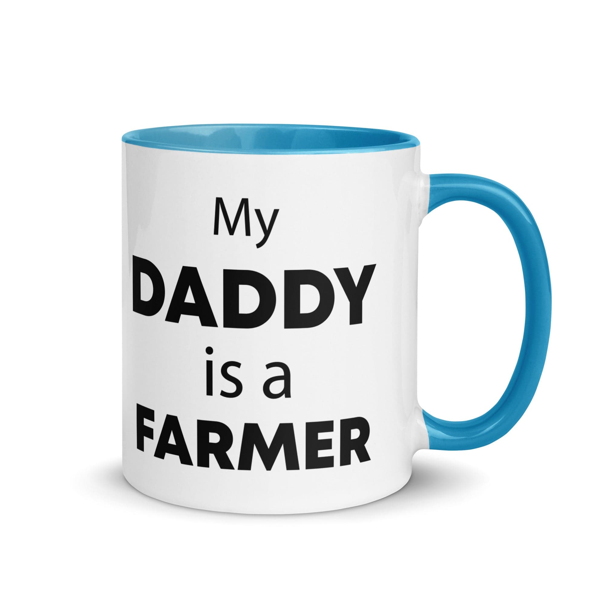 The Tractors Mugs Store Blue My Daddy is a Farmer Mug with Color Inside Quality Farmers Merch
