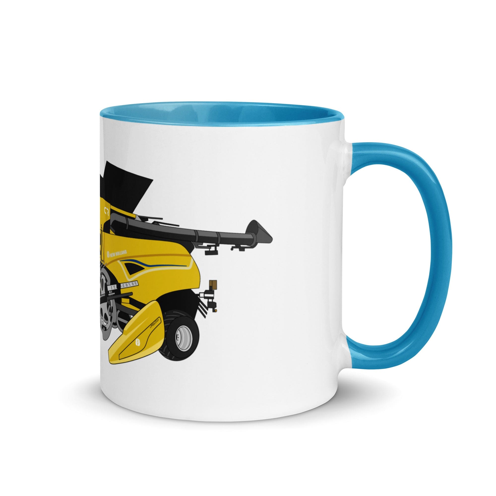 The Tractors Mugs Store Blue New Holland CR Combine Harvester (2004) 2.0 Mug with Color Inside Quality Farmers Merch
