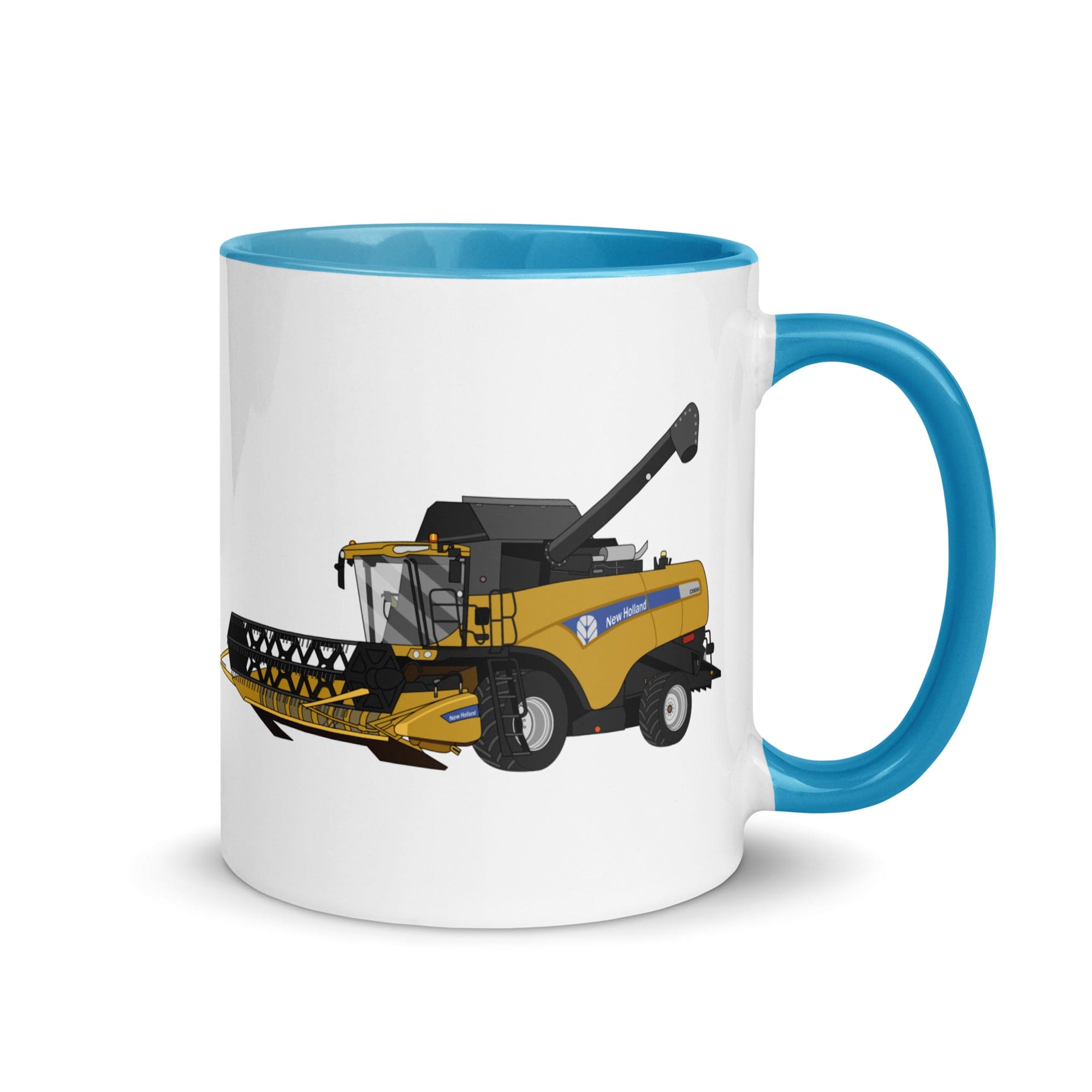The Tractors Mugs Store Blue New Holland CX 8060 Combine Harvester Mug with Color Inside Quality Farmers Merch