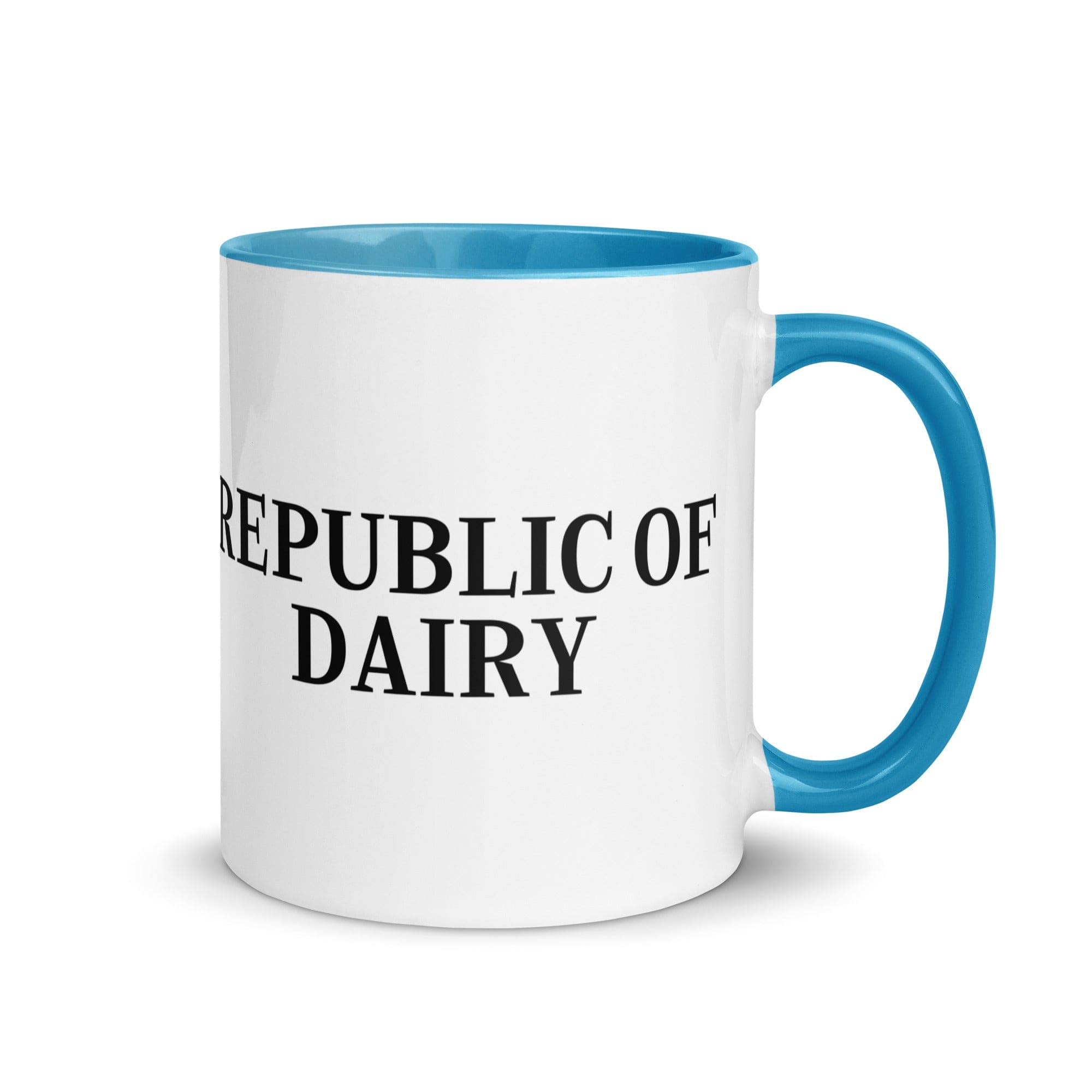 The Tractors Mugs Store Blue Republic of Dairy Mug with Color Inside Quality Farmers Merch