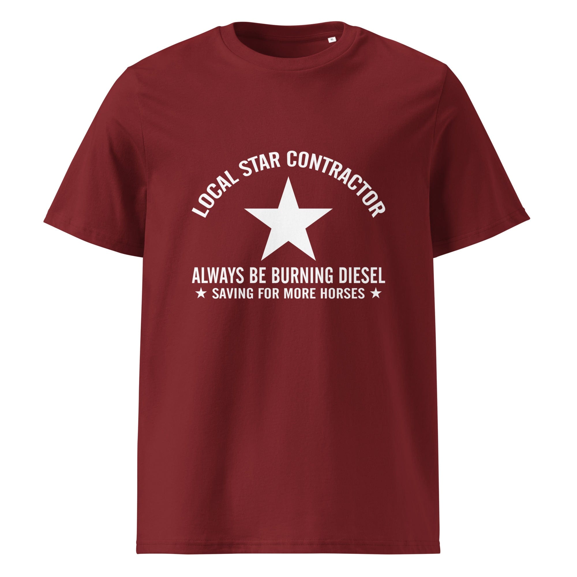 The Tractors Mugs Store Burgundy / S Star Contractor Unisex organic cotton t-shirt Quality Farmers Merch