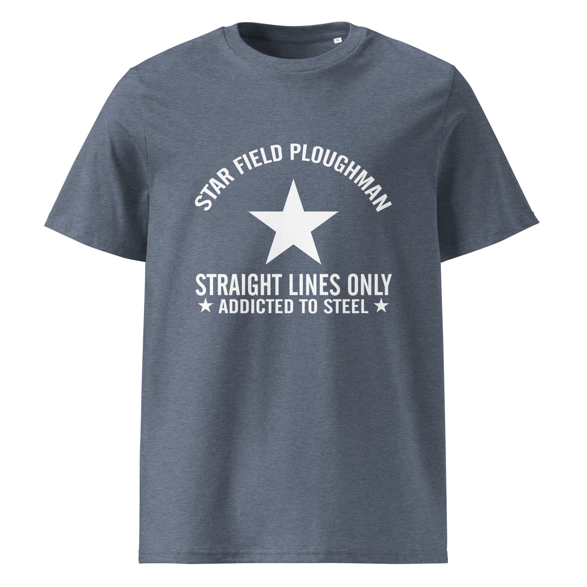 The Tractors Mugs Store Dark Heather Blue / S Star Field Ploughman Unisex organic cotton t-shirt Quality Farmers Merch